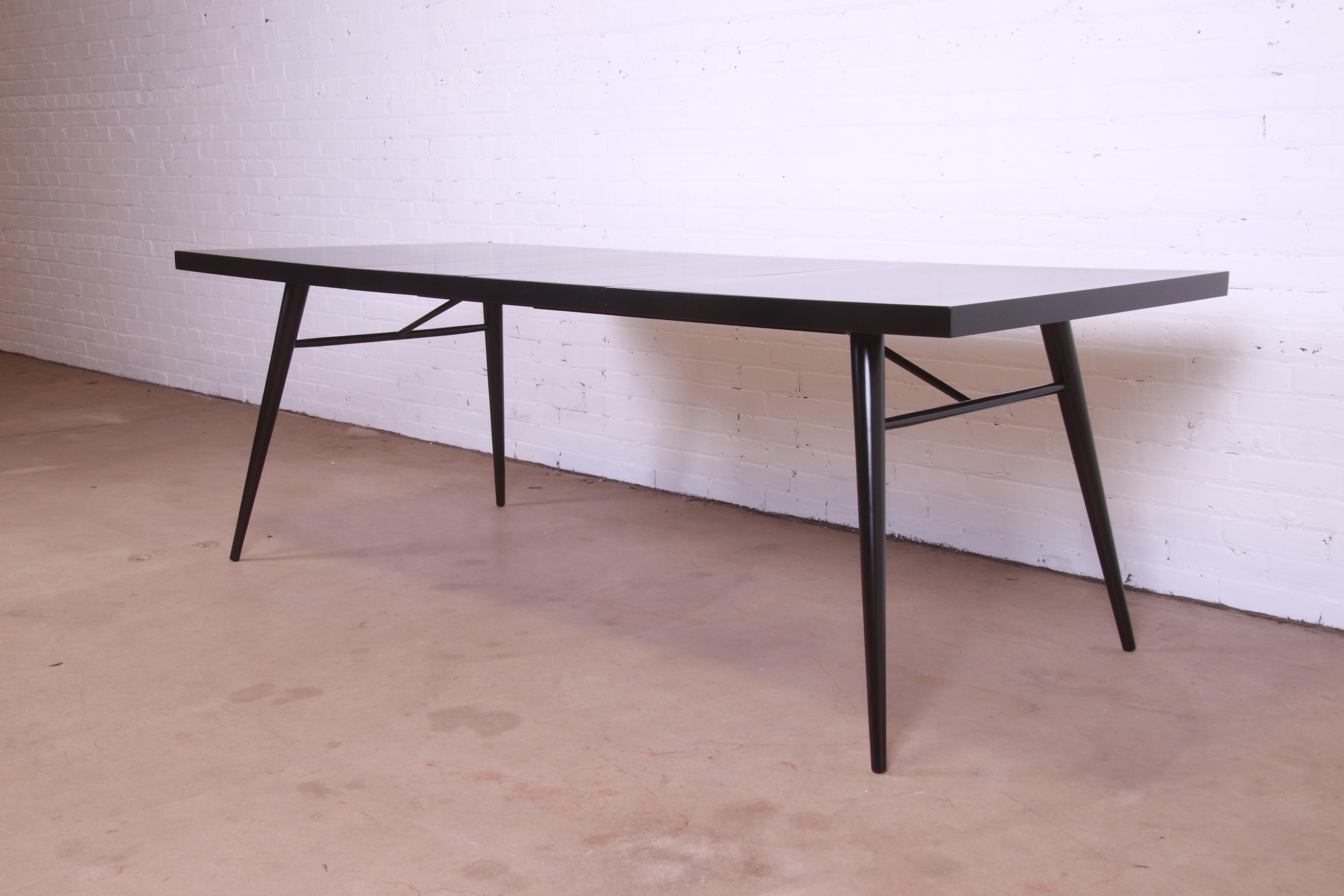 Paul McCobb Planner Group Black Lacquered Dining Table, Newly Refinished In Good Condition In South Bend, IN