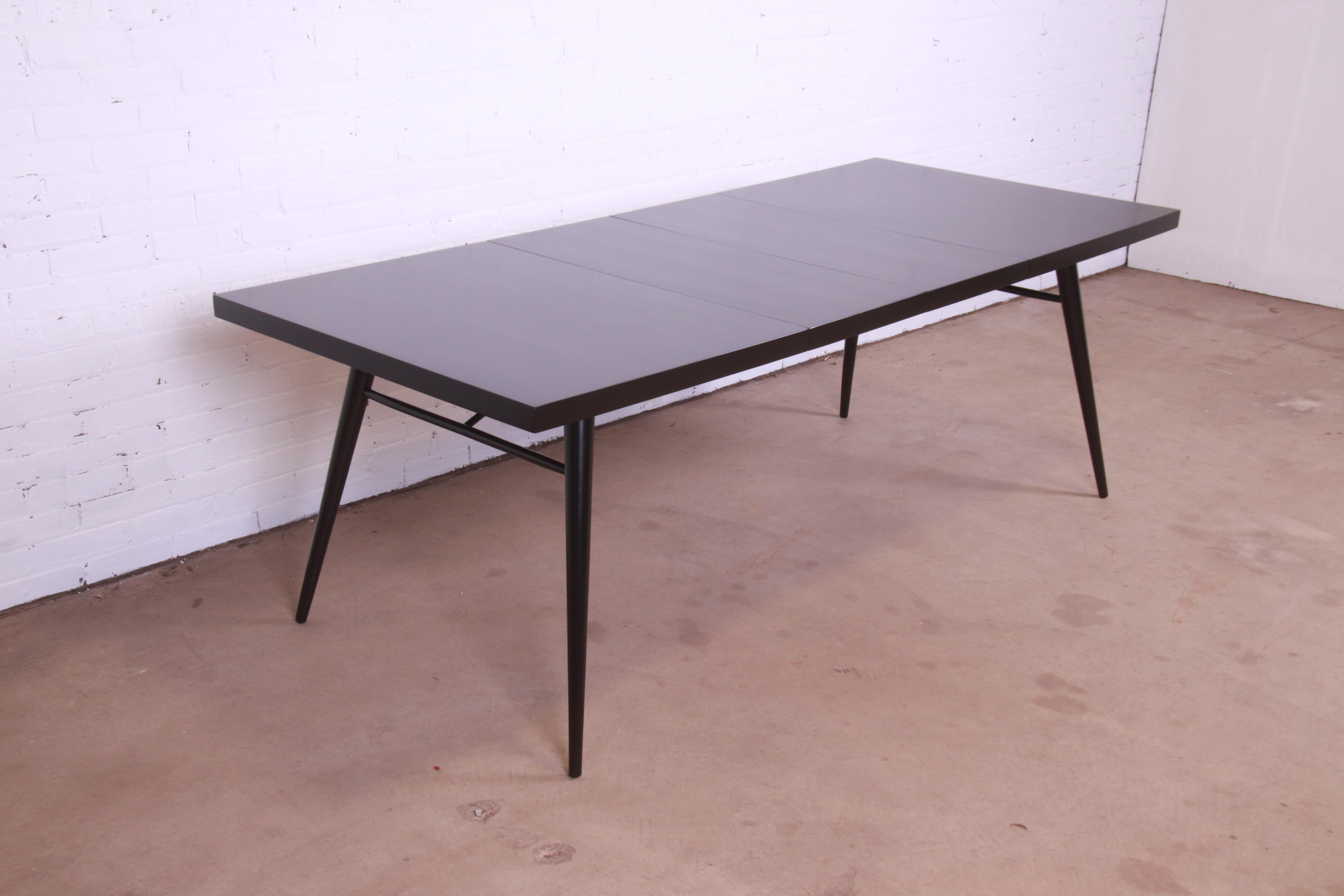 Mid-20th Century Paul McCobb Planner Group Black Lacquered Dining Table, Newly Refinished