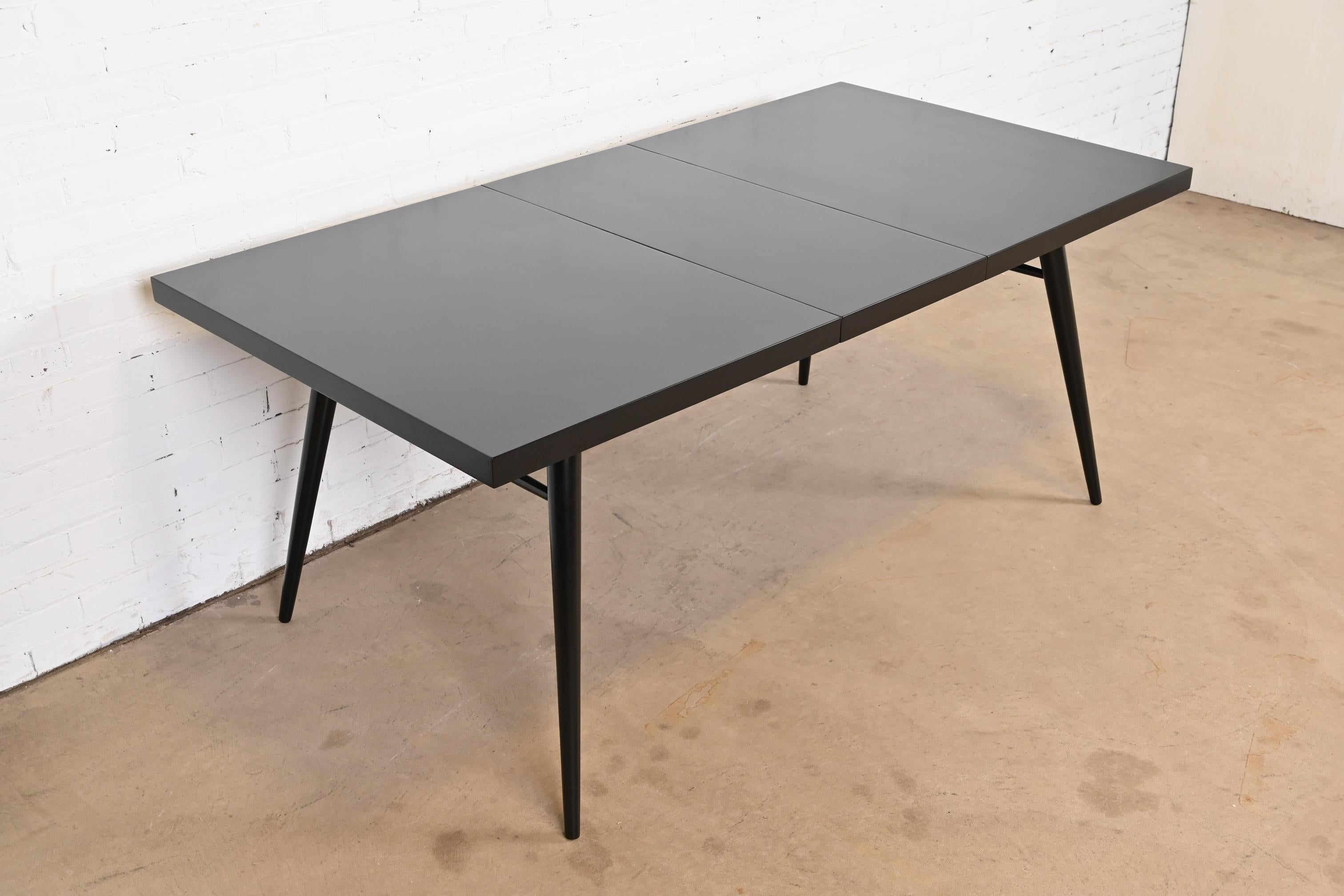 Maple Paul McCobb Planner Group Black Lacquered Dining Table, Newly Refinished For Sale