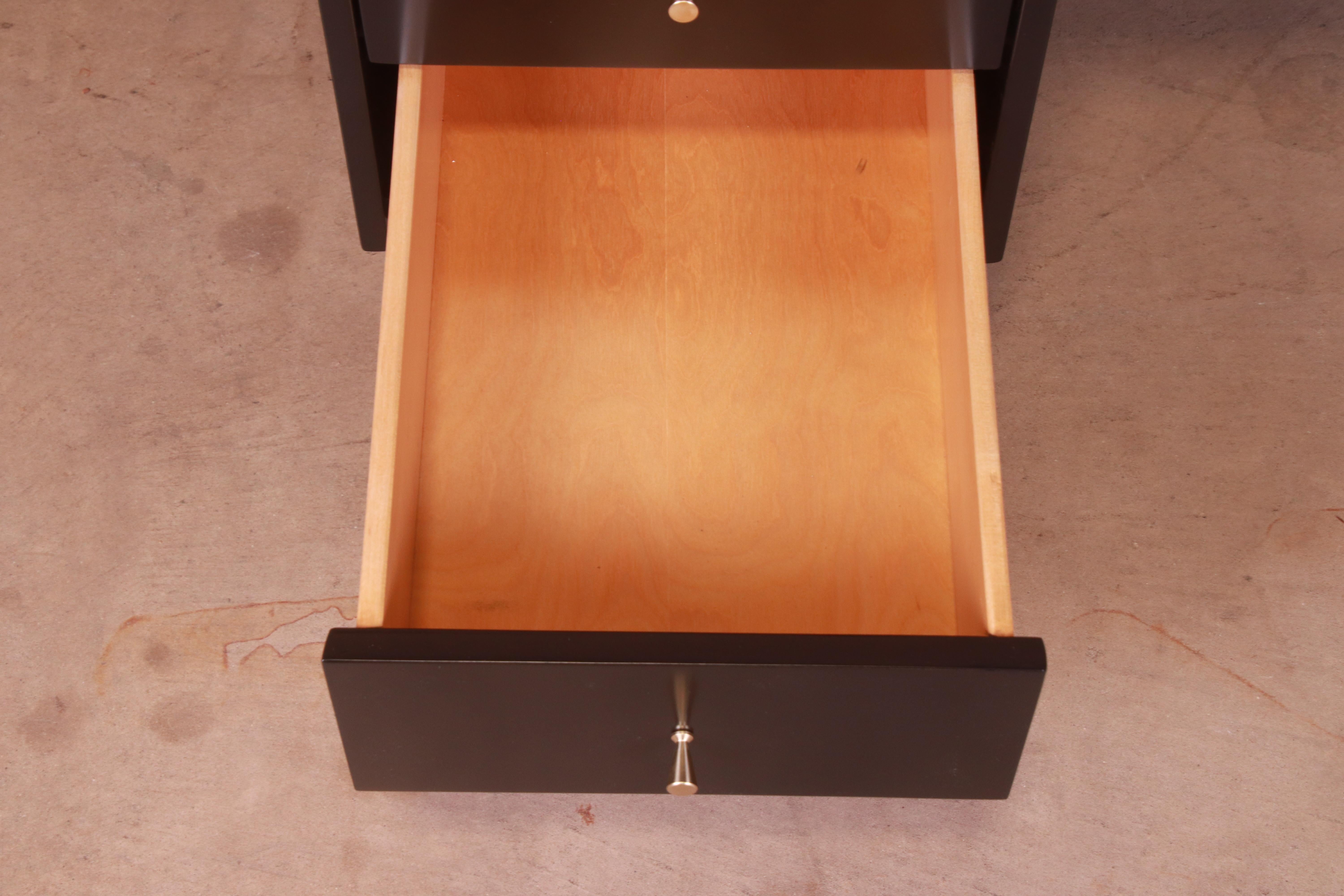 Paul McCobb Planner Group Black Lacquered Double Pedestal Desk, Newly Refinished For Sale 4