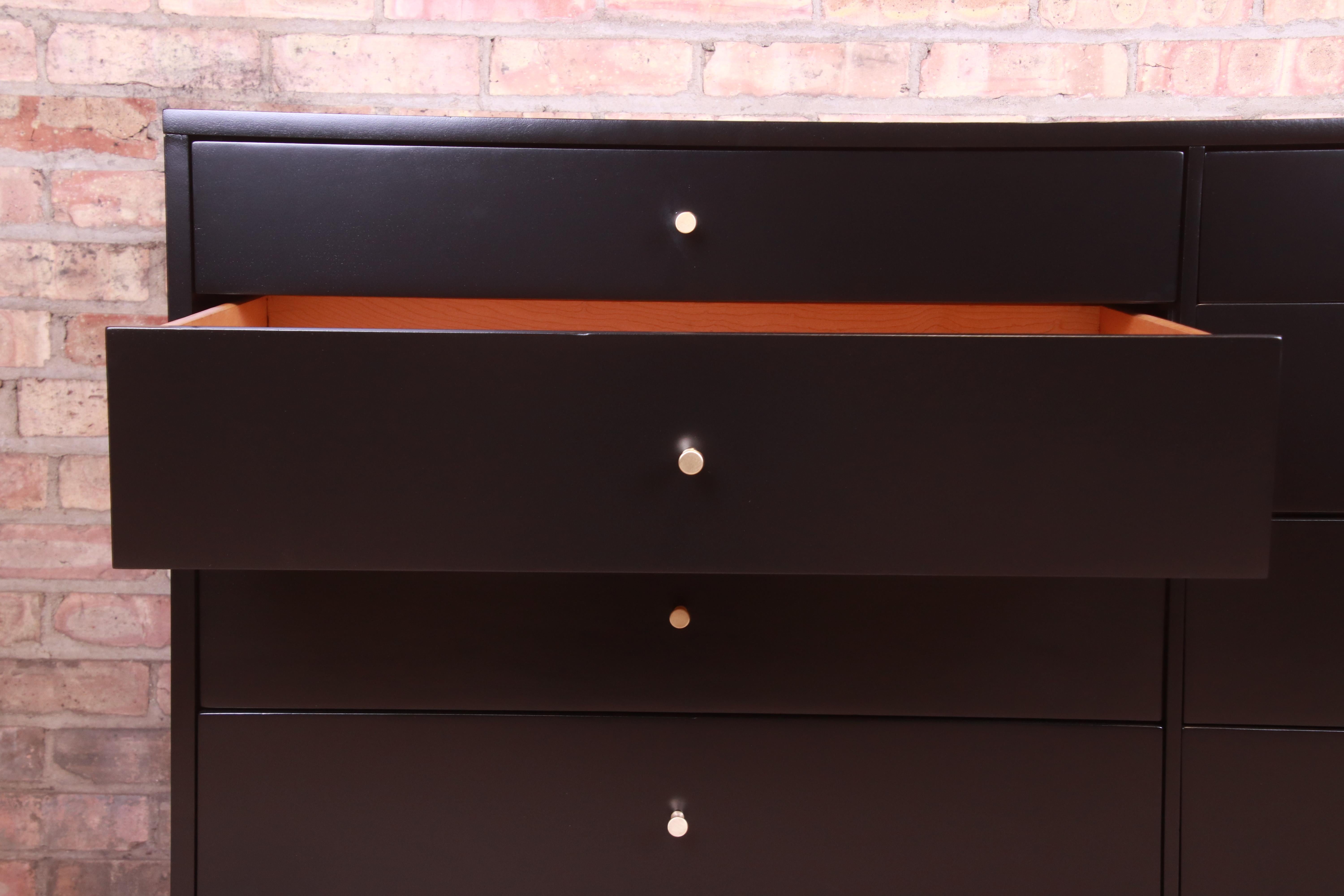 Paul McCobb Planner Group Black Lacquered Dresser or Credenza, Newly Refinished 4