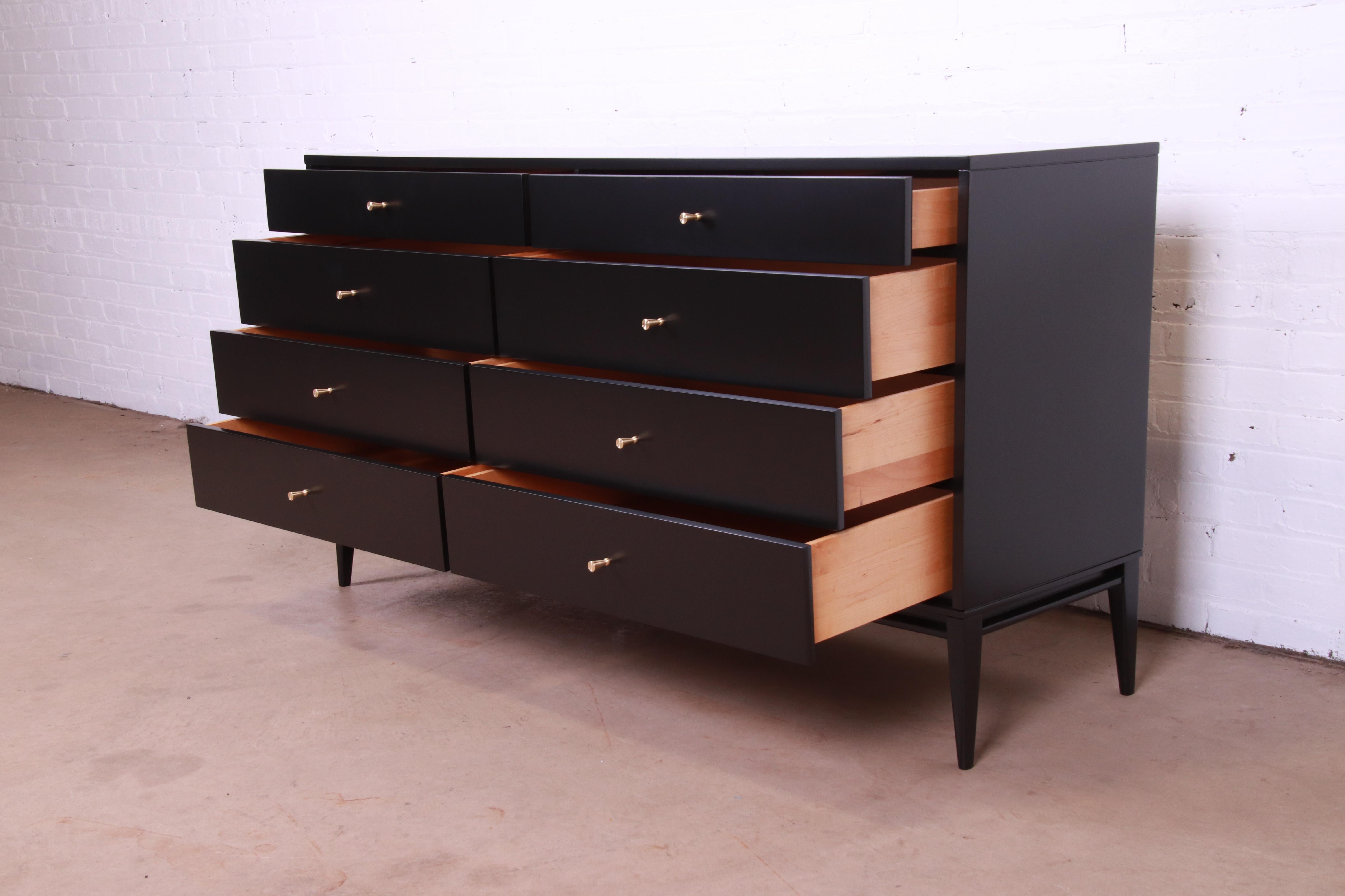 Paul McCobb Planner Group Black Lacquered Dresser or Credenza, Newly Refinished 3