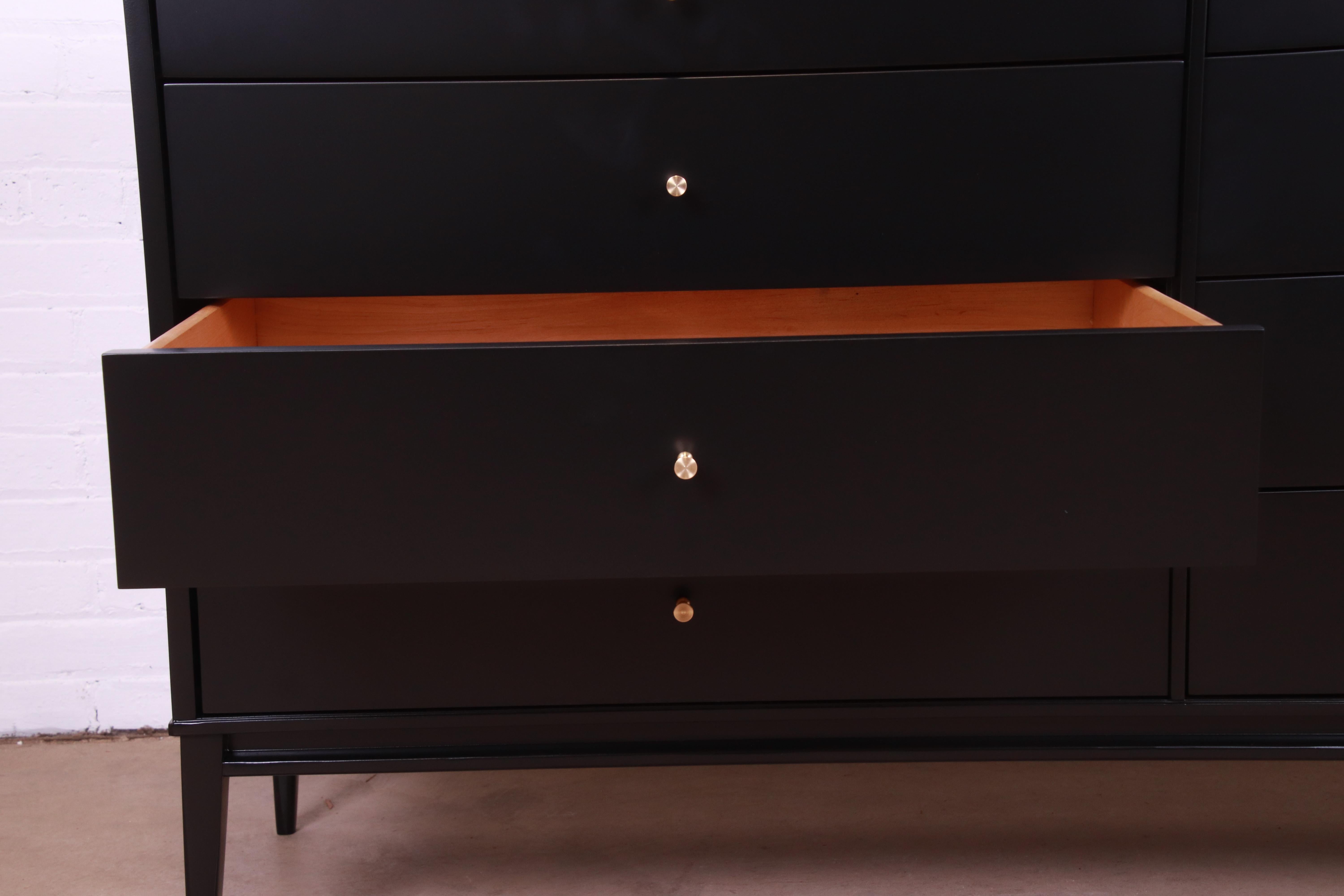 Paul McCobb Planner Group Black Lacquered Dresser or Credenza, Newly Refinished 4