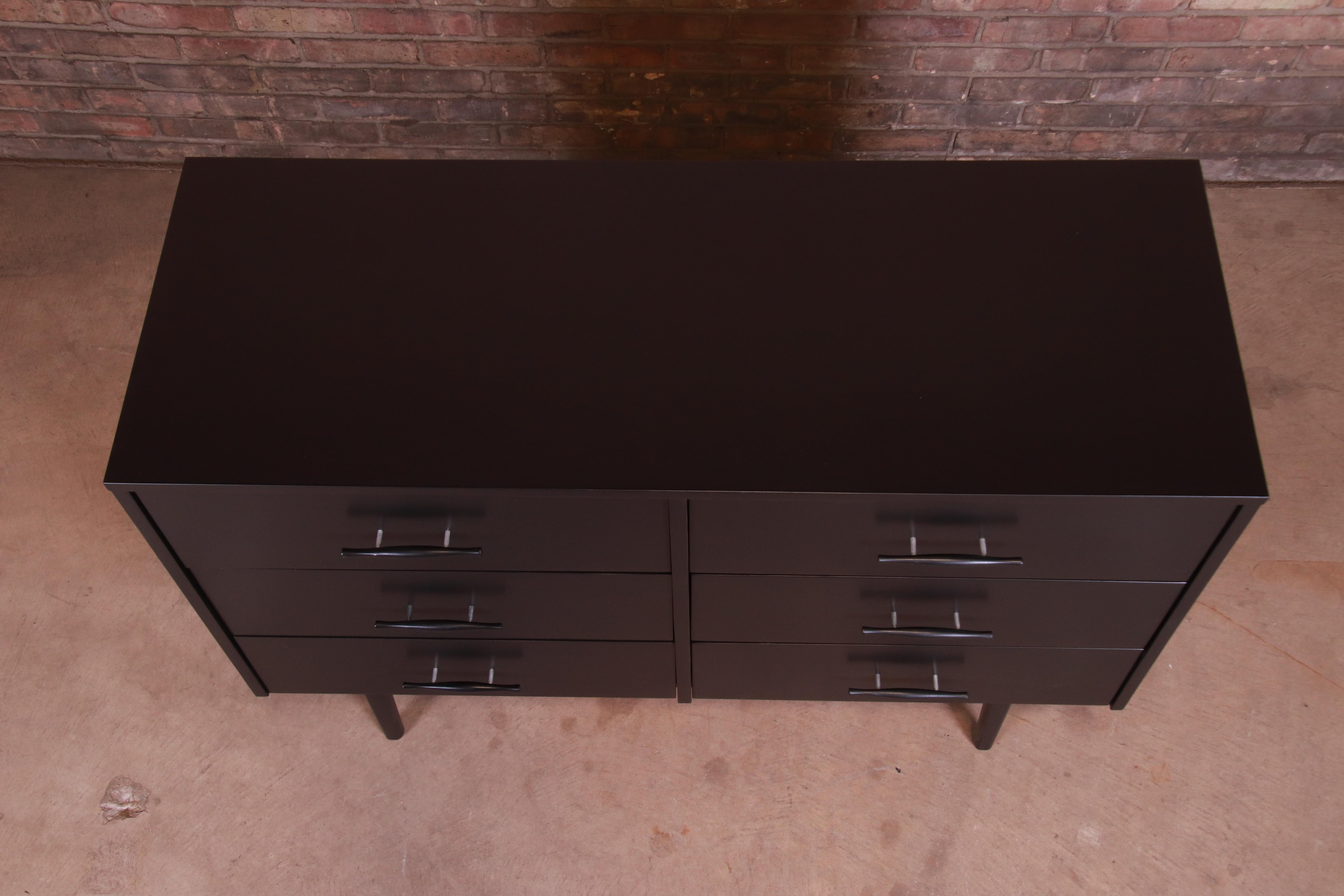Paul McCobb Planner Group Black Lacquered Dresser or Credenza, Newly Refinished 5