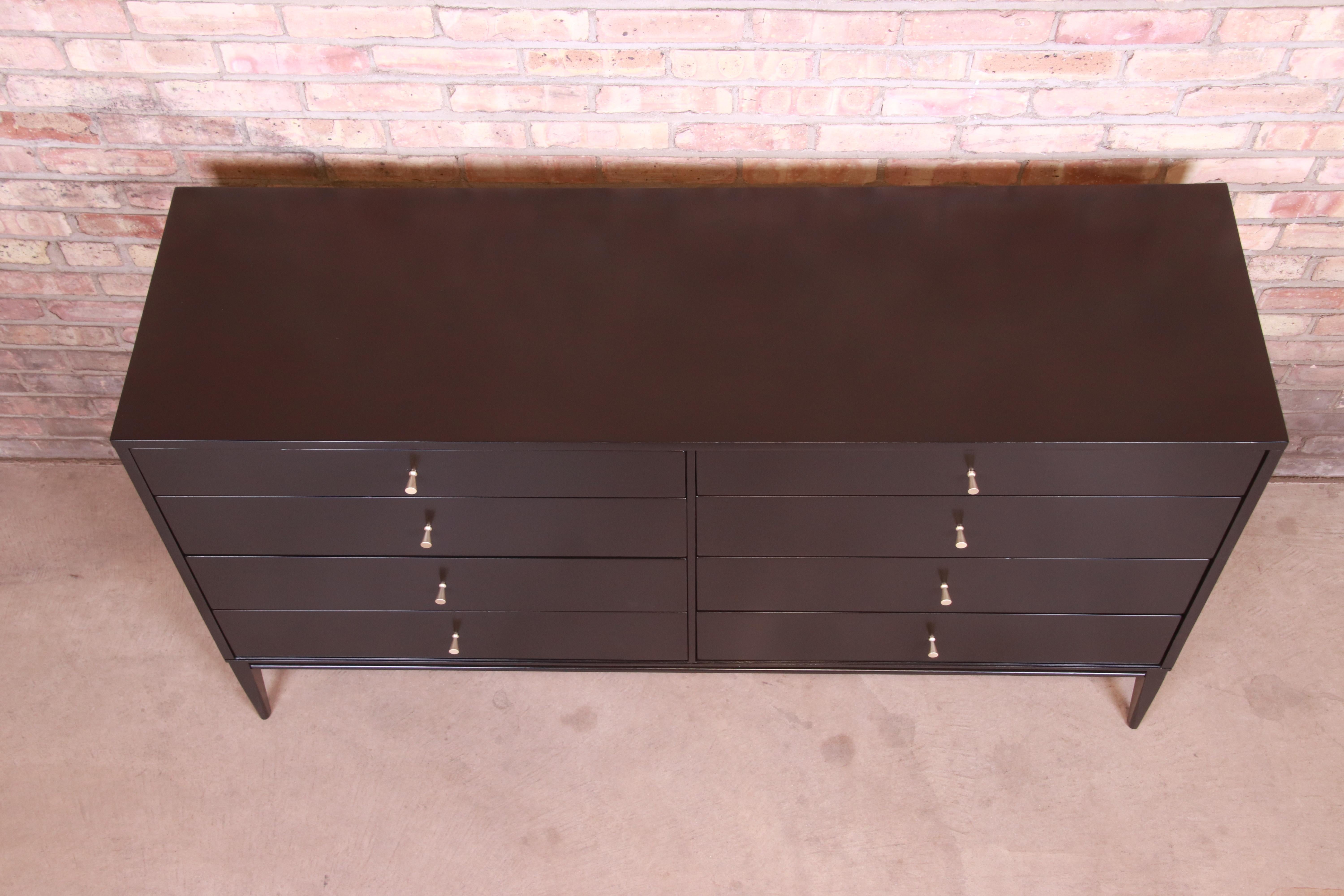 Paul McCobb Planner Group Black Lacquered Dresser or Credenza, Newly Refinished 6