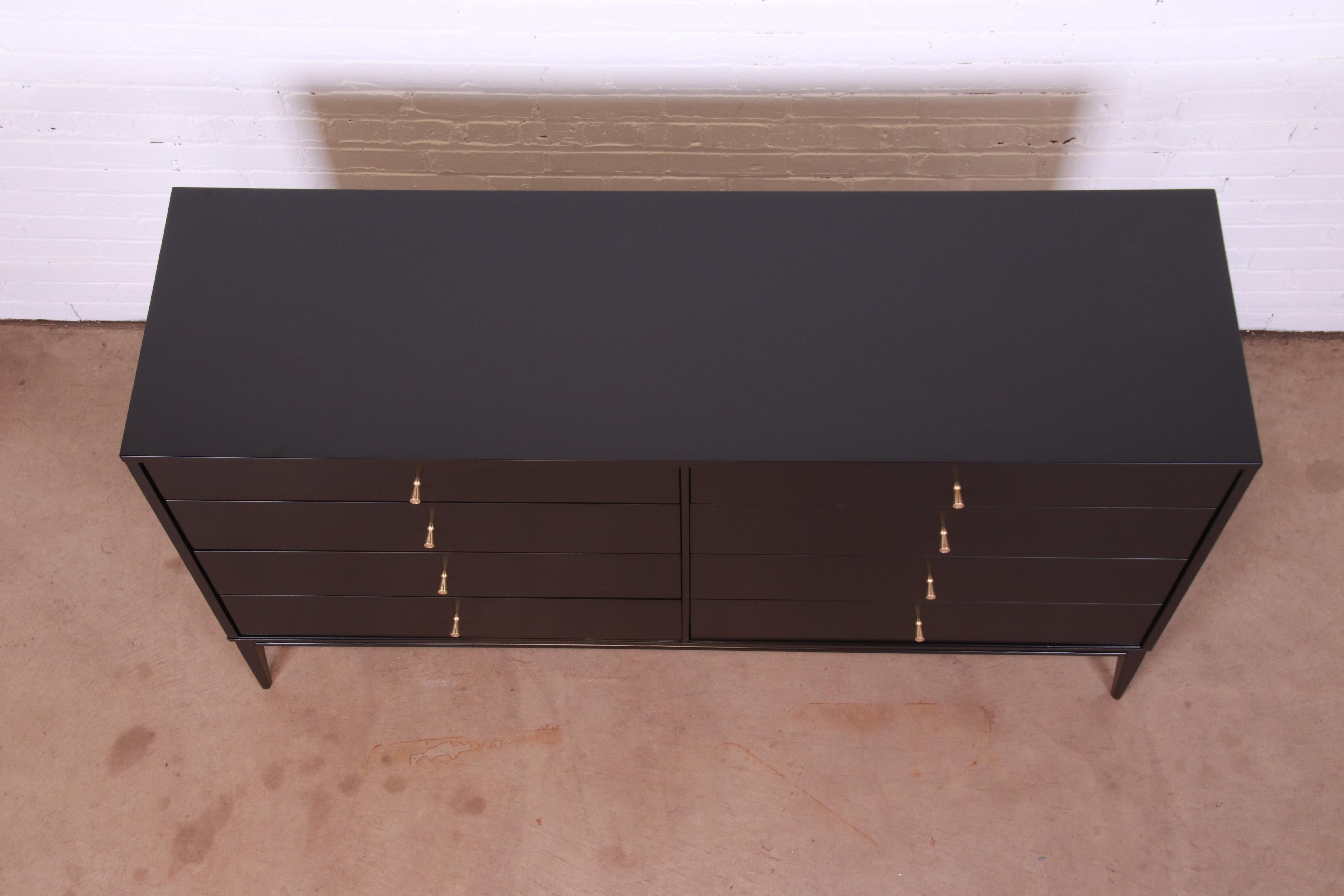 Paul McCobb Planner Group Black Lacquered Dresser or Credenza, Newly Refinished 8