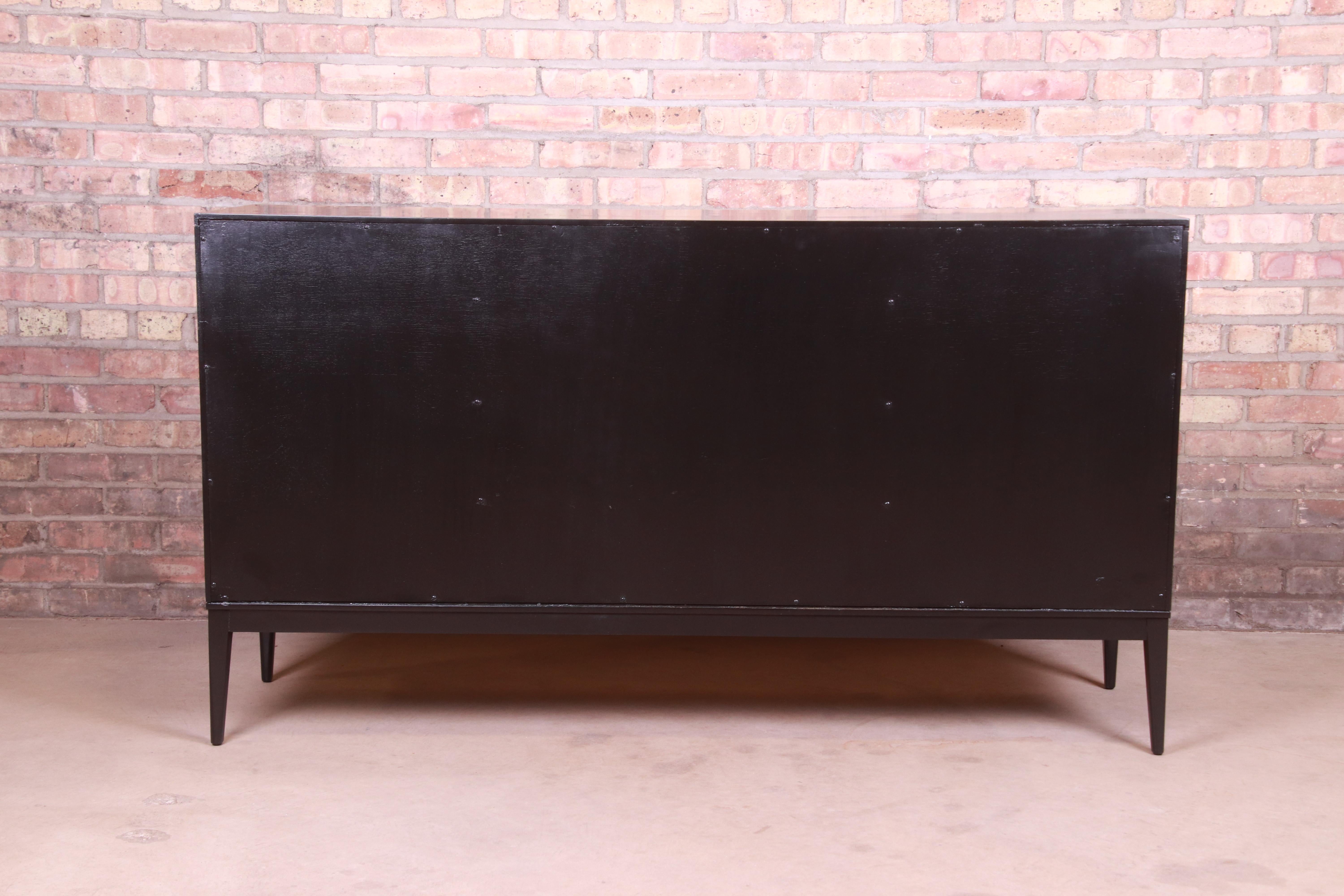 Paul McCobb Planner Group Black Lacquered Dresser or Credenza, Newly Refinished 10