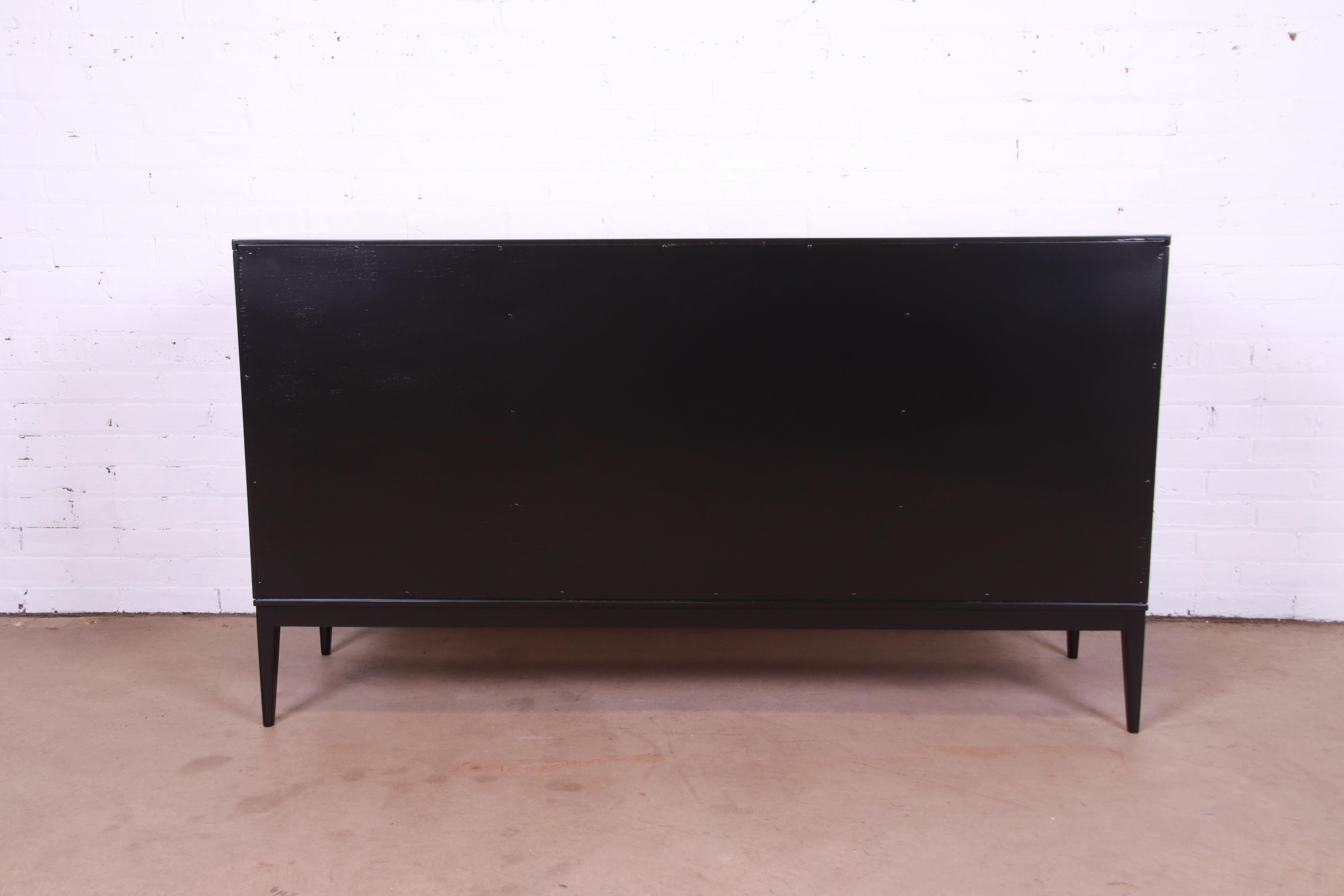 Paul McCobb Planner Group Black Lacquered Dresser or Credenza, Newly Refinished 10