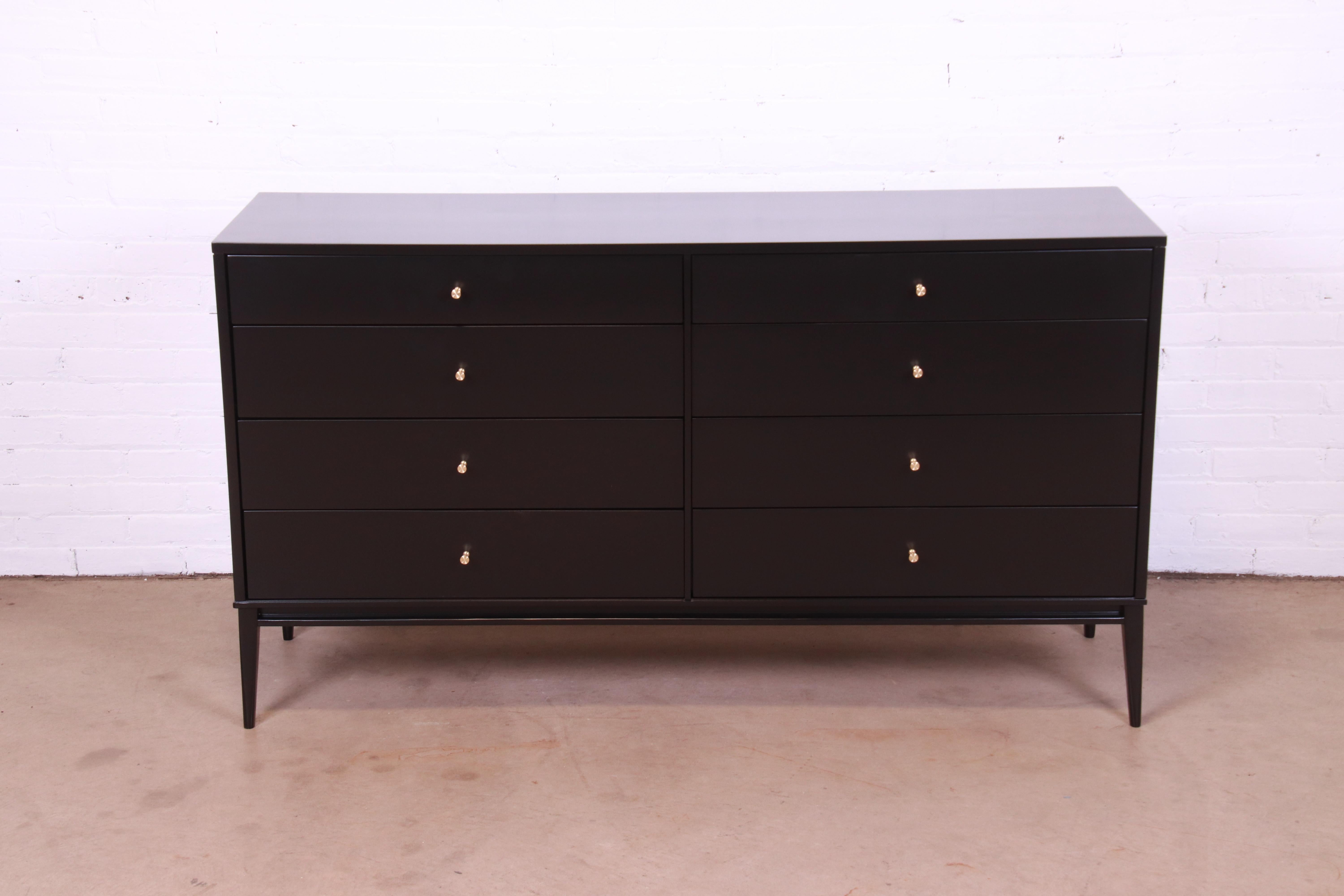 Paul McCobb Planner Group Black Lacquered Dresser or Credenza, Newly Refinished In Good Condition In South Bend, IN