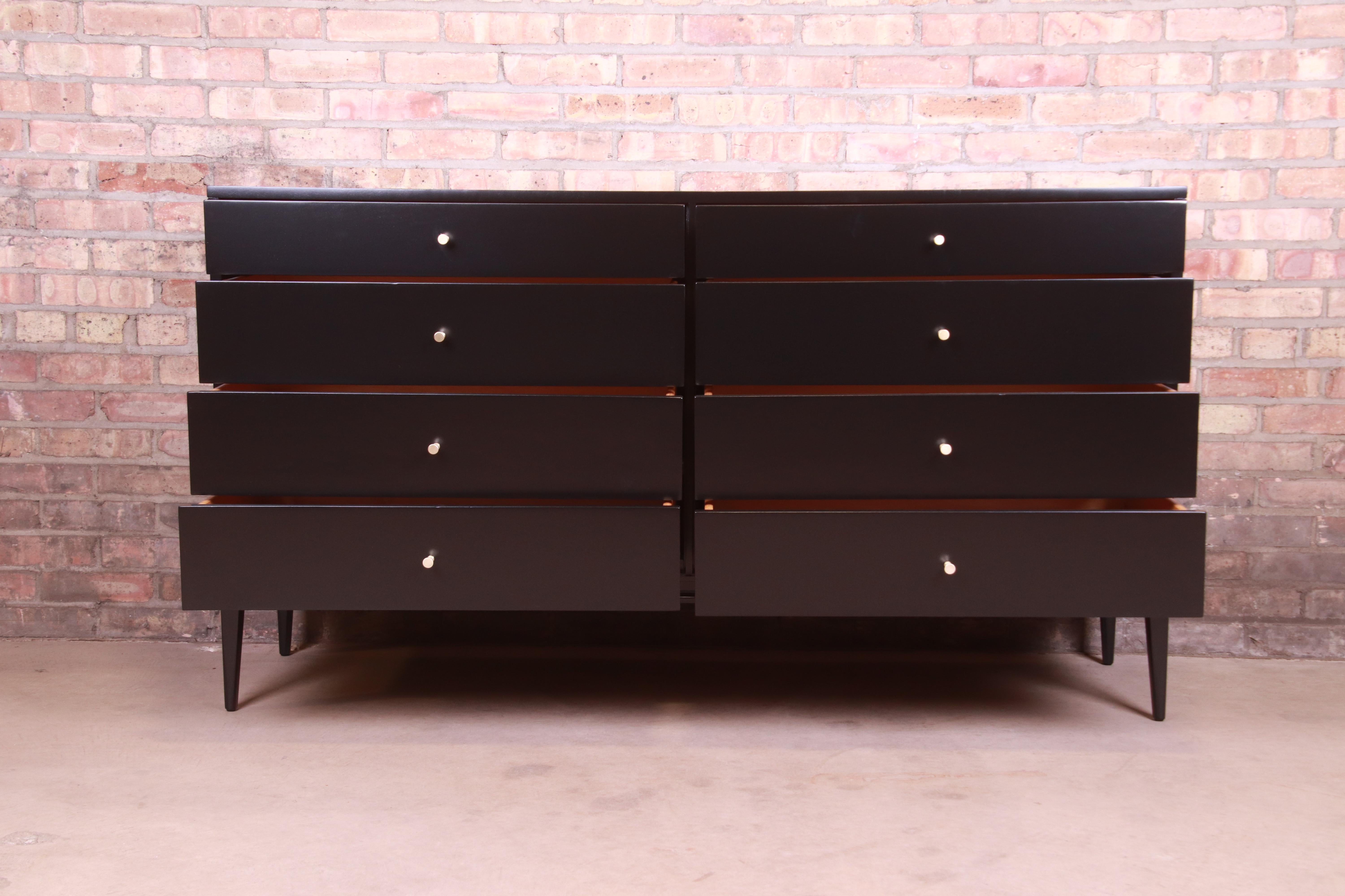 Paul McCobb Planner Group Black Lacquered Dresser or Credenza, Newly Refinished 1