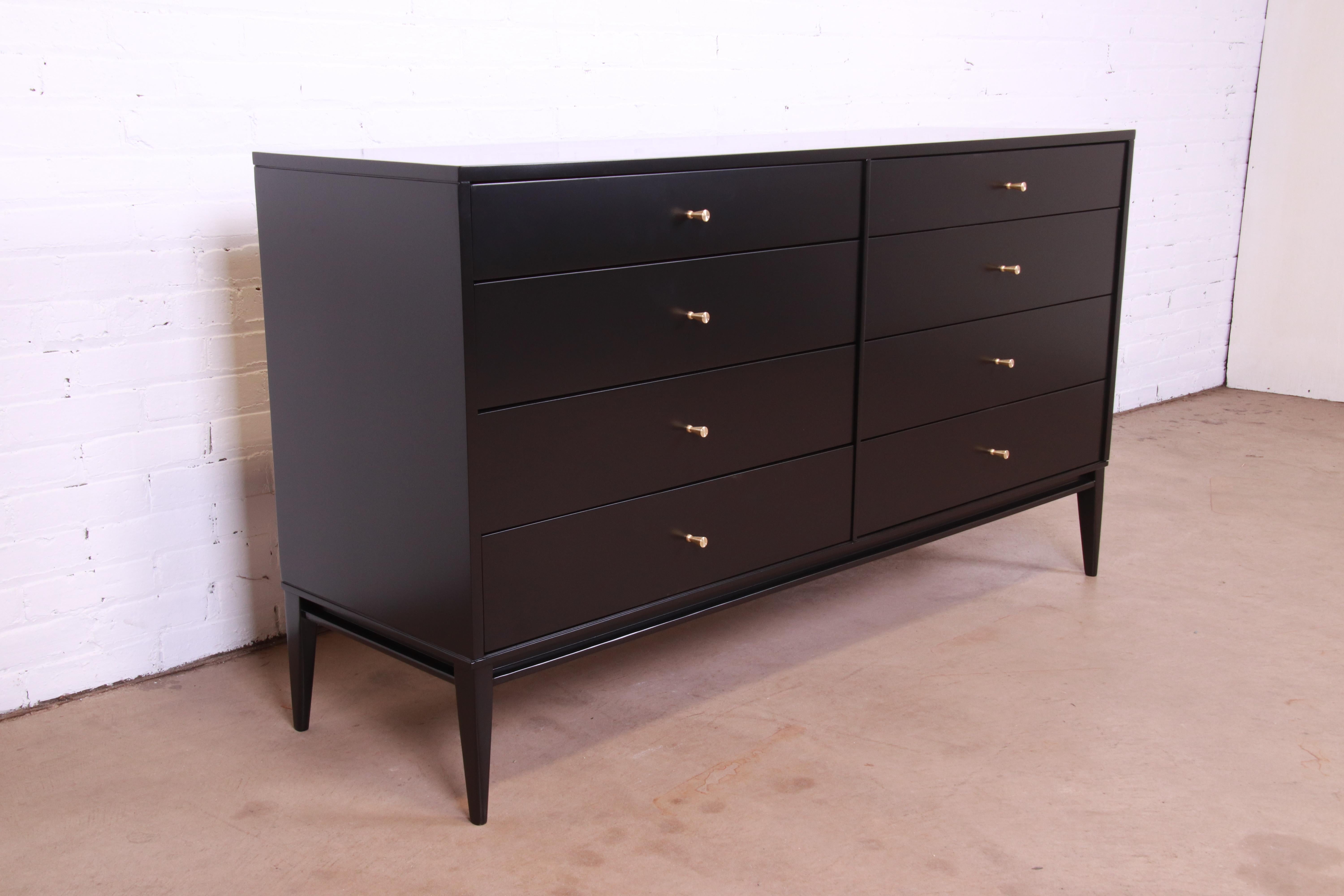 Birch Paul McCobb Planner Group Black Lacquered Dresser or Credenza, Newly Refinished