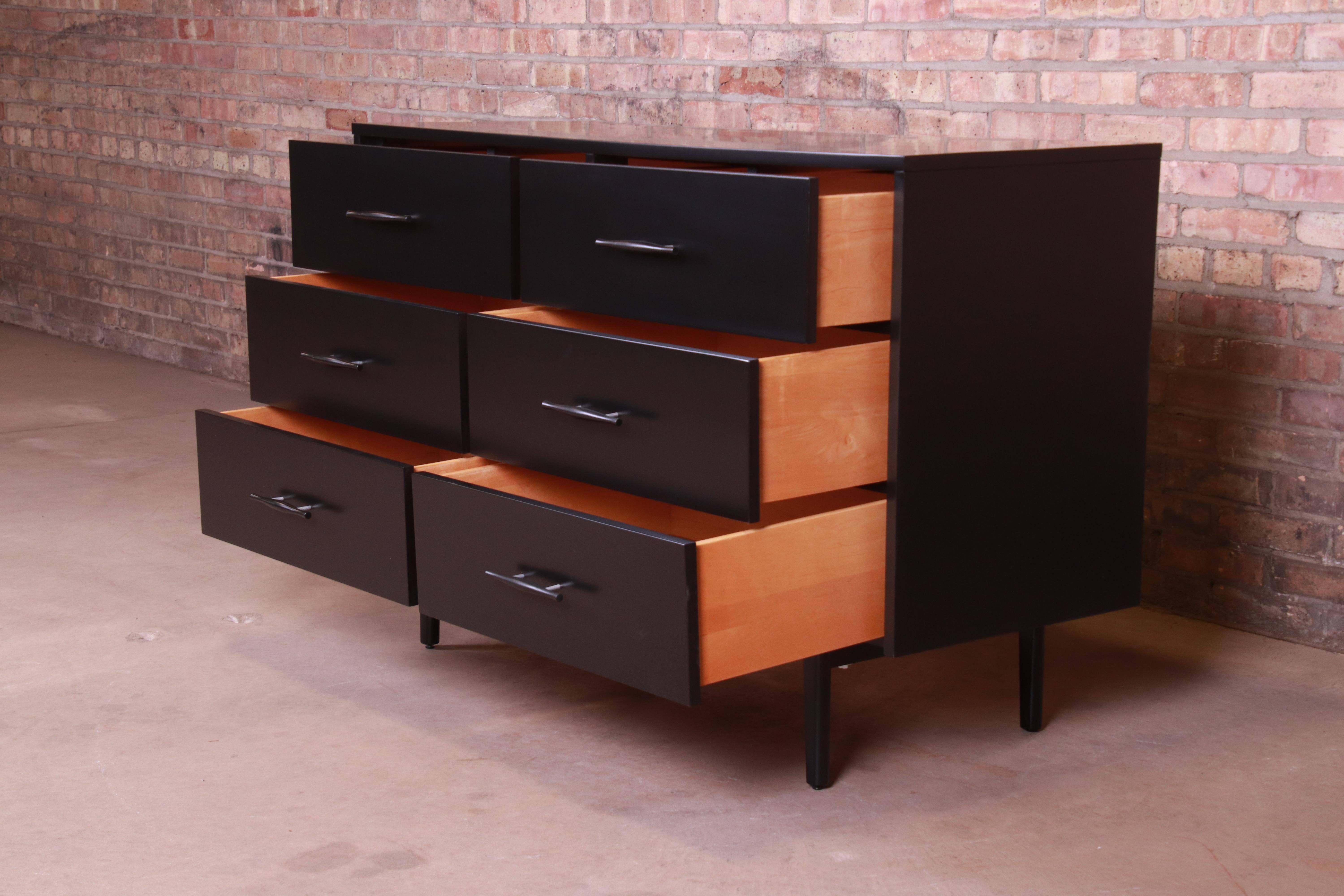 Paul McCobb Planner Group Black Lacquered Dresser or Credenza, Newly Refinished 1
