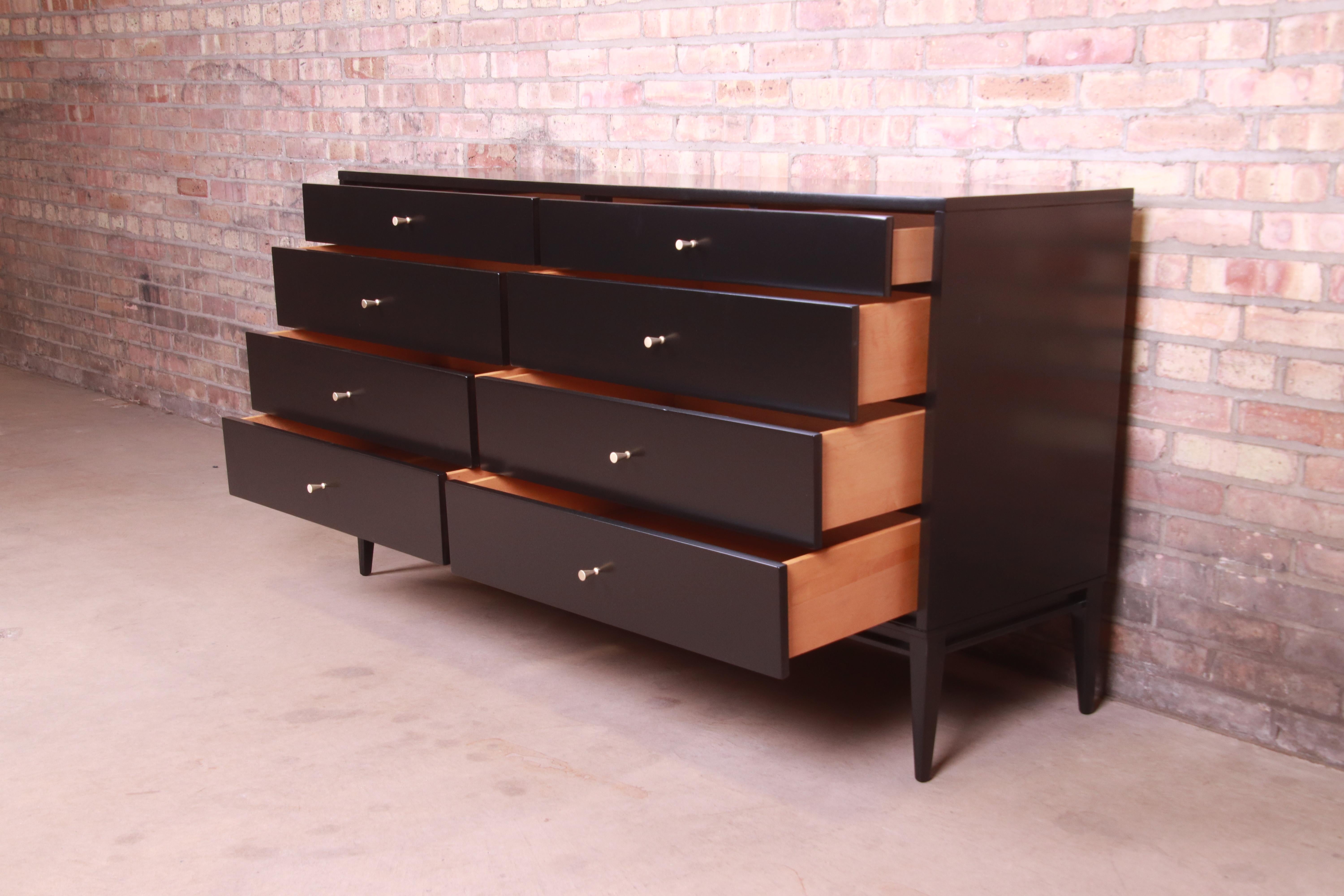 Paul McCobb Planner Group Black Lacquered Dresser or Credenza, Newly Refinished 2