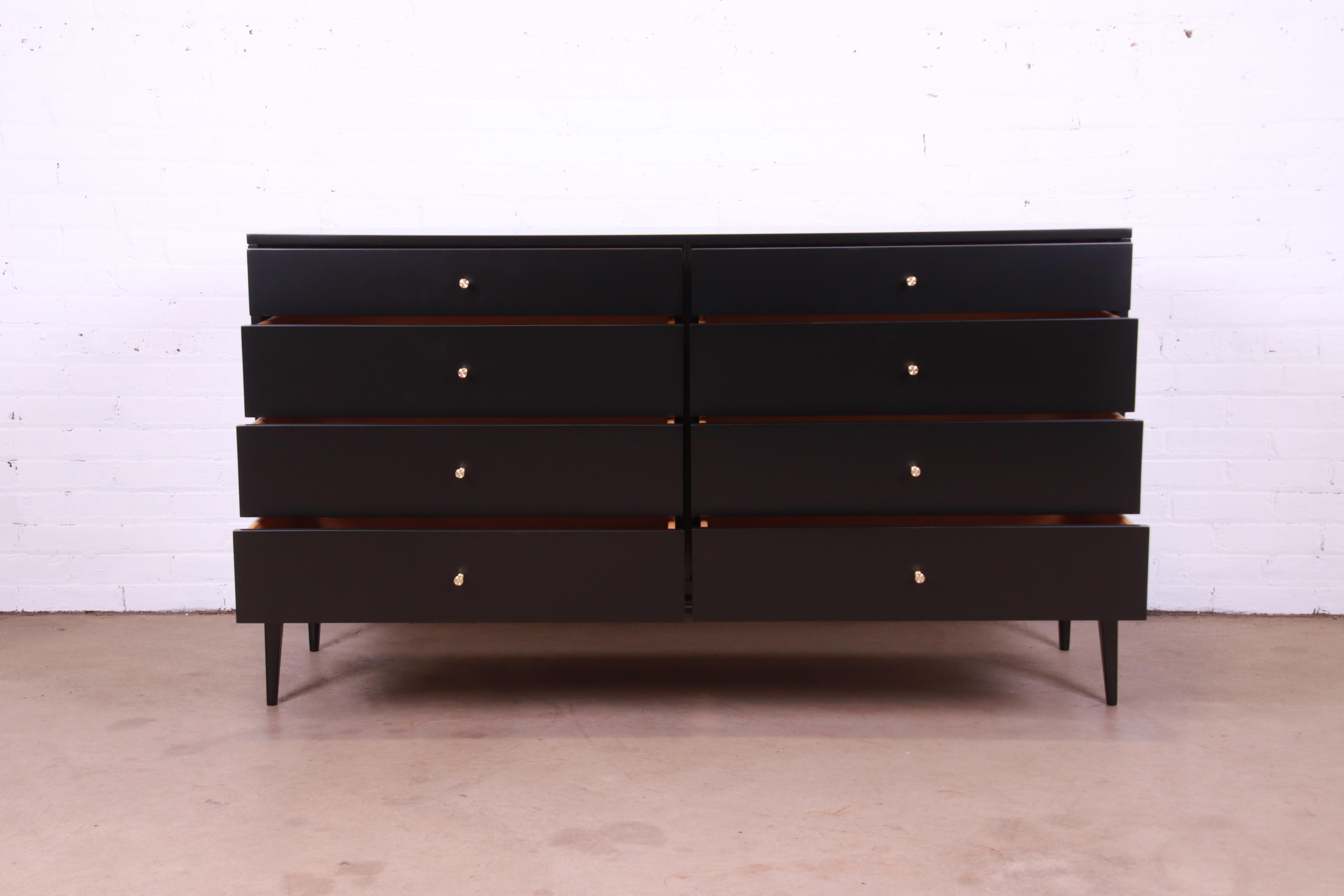 Paul McCobb Planner Group Black Lacquered Dresser or Credenza, Newly Refinished 1