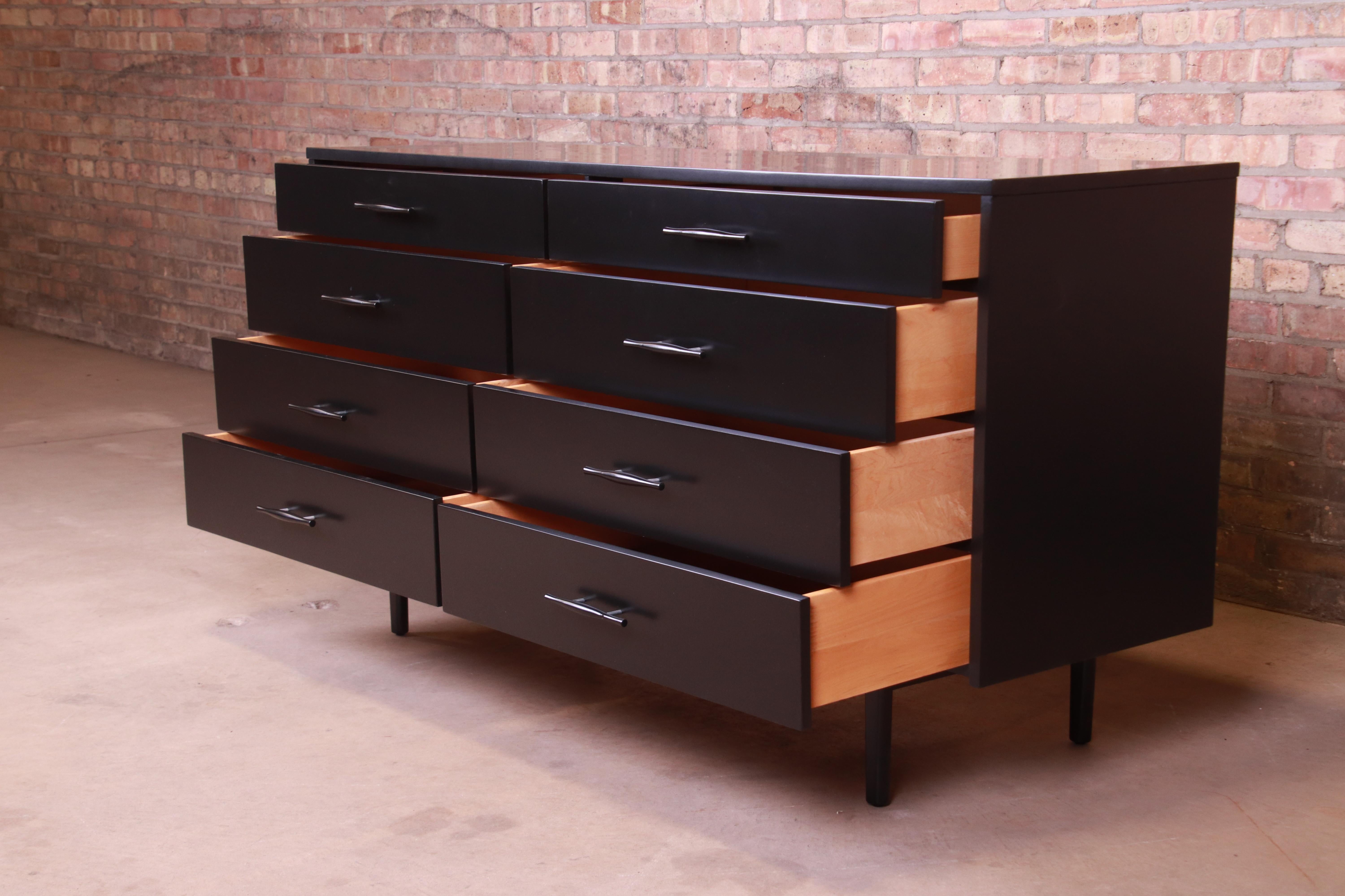 Paul McCobb Planner Group Black Lacquered Dresser or Credenza, Newly Refinished 2