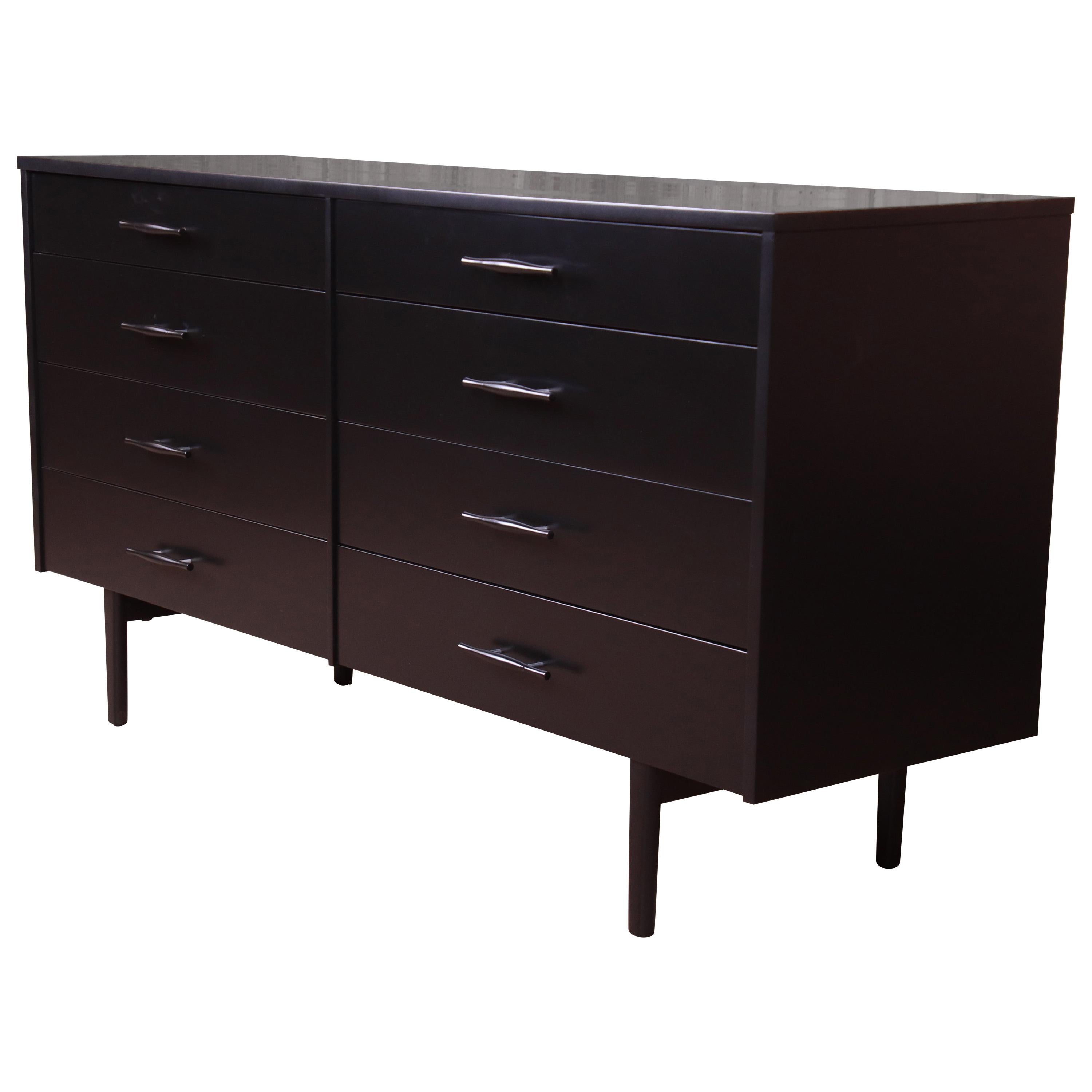 Paul McCobb Planner Group Black Lacquered Dresser or Credenza, Newly Refinished