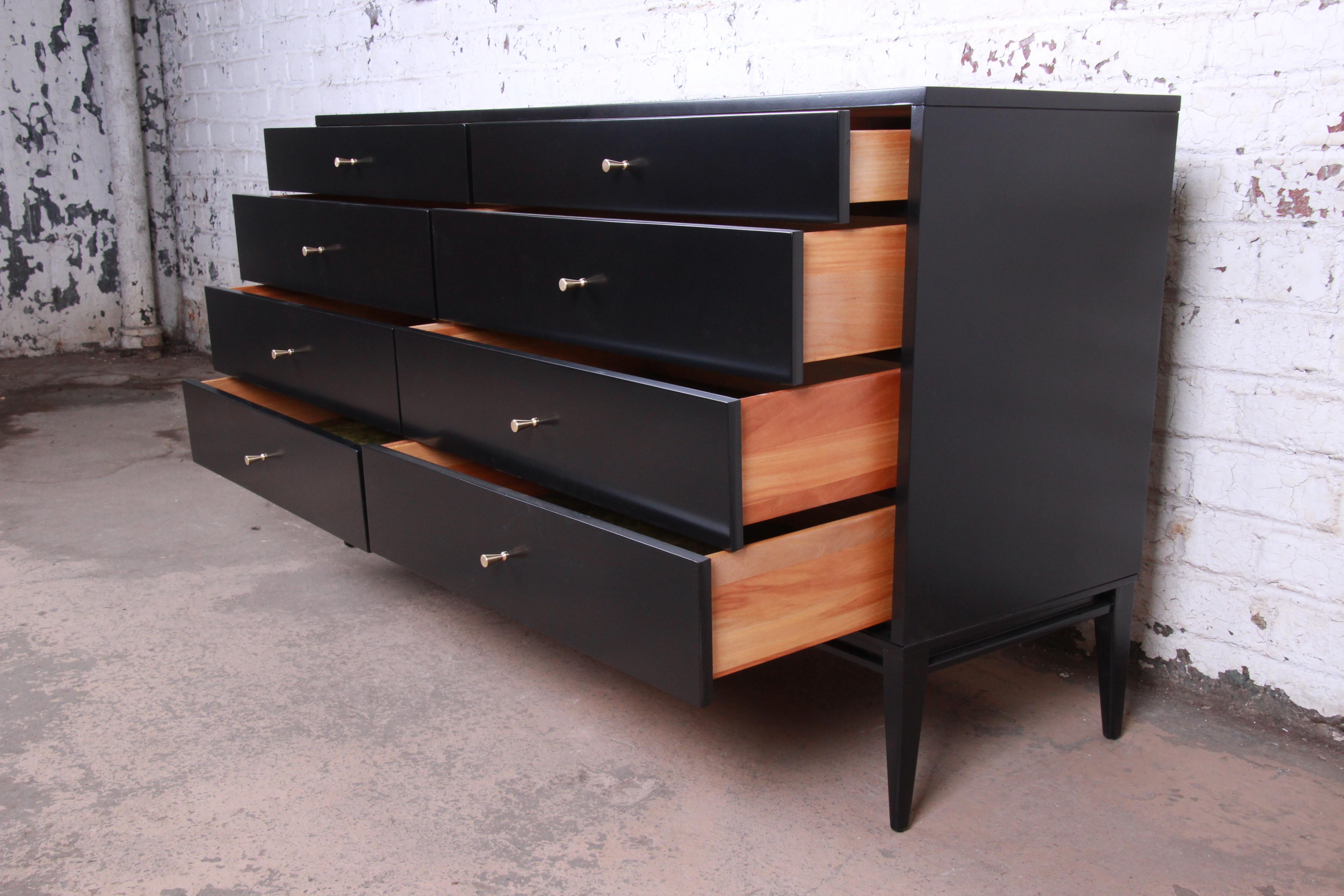 Paul McCobb Planner Group Black Lacquered Dresser or Credenza, Newly Restored In Good Condition In South Bend, IN