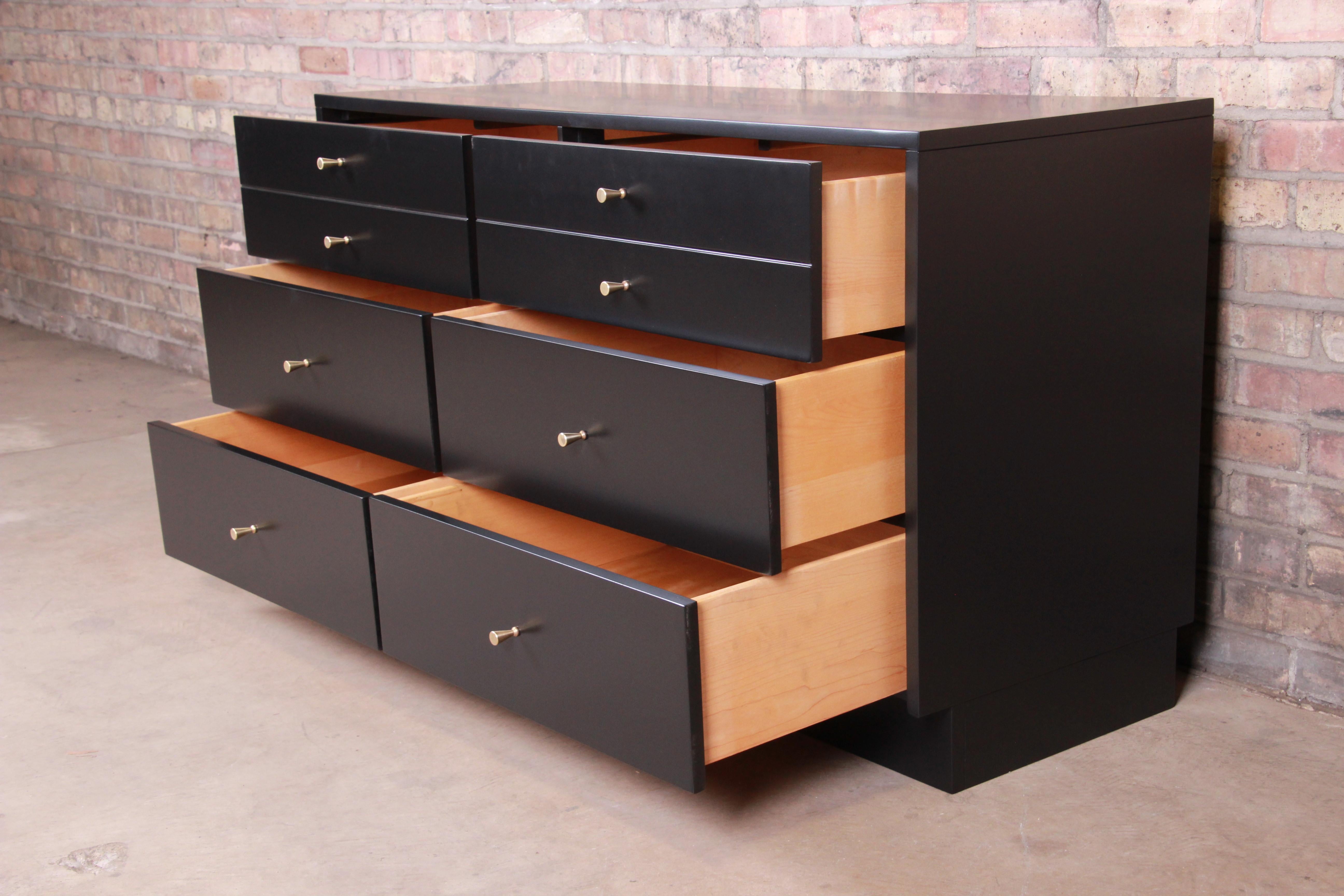 Paul McCobb Planner Group Black Lacquered Dresser or Credenza, Newly Restored 1
