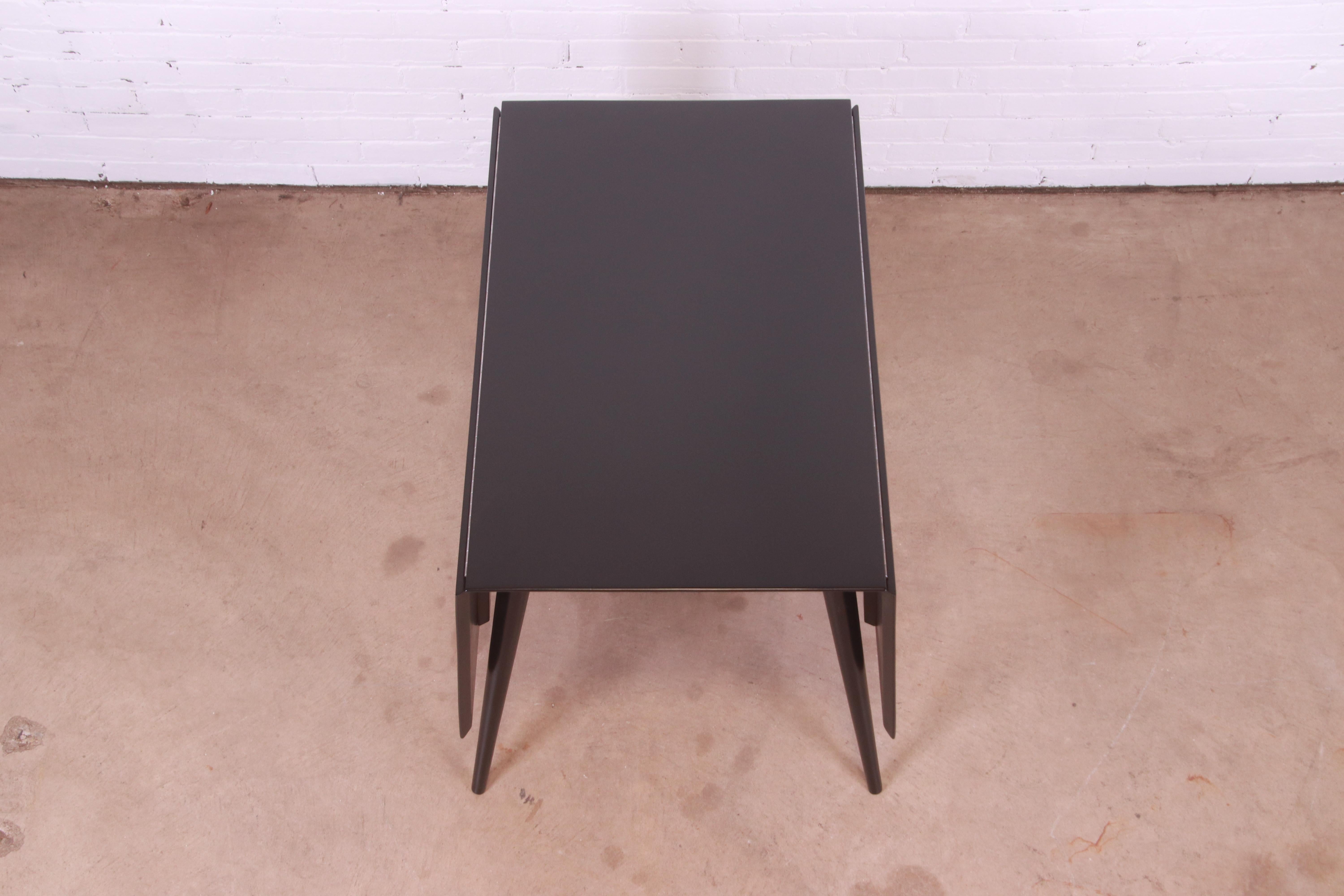 Paul McCobb Planner Group, schwarz lackierter Esstisch mit klappbaren Platten, neu lackiert im Angebot 6