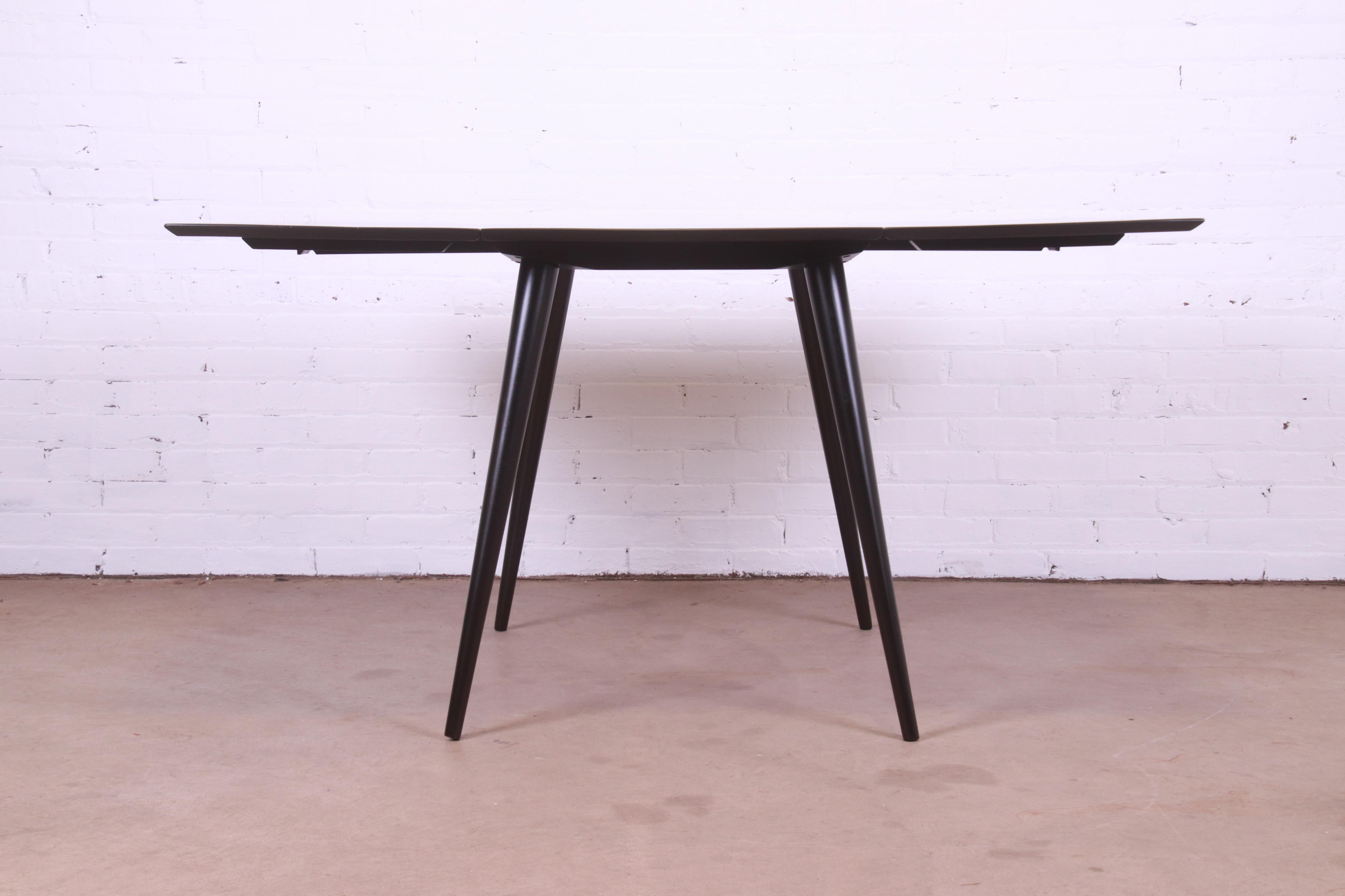 Mid-Century Modern Paul McCobb Planner Group Black Lacquered Drop Leaf Dining Table, Refinished For Sale