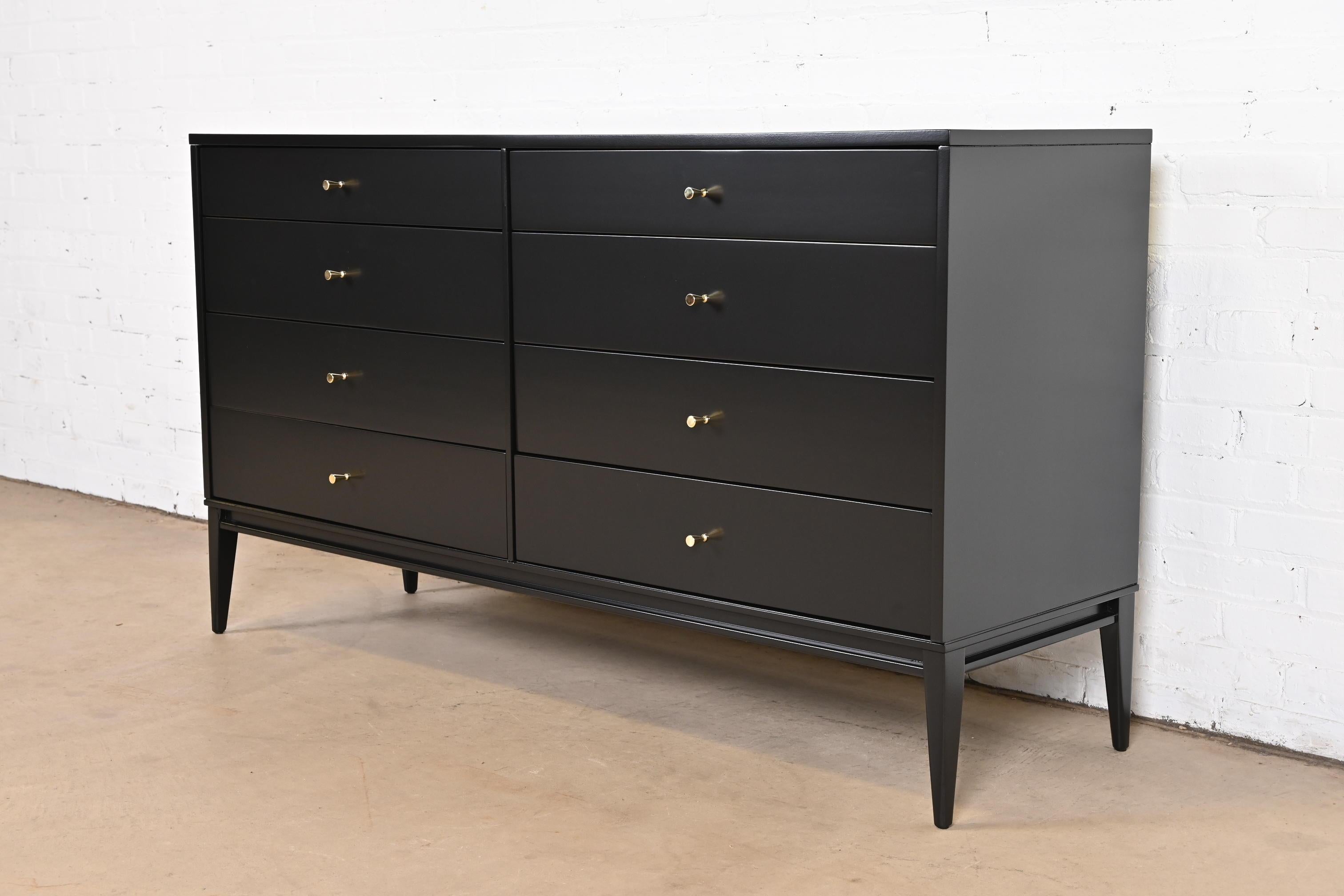 American Paul McCobb Planner Group Black Lacquered Eight-Drawer Dresser, Newly Refinished