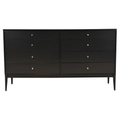 Paul McCobb Planner Group Black Lacquered Eight-Drawer Dresser, Newly Refinished