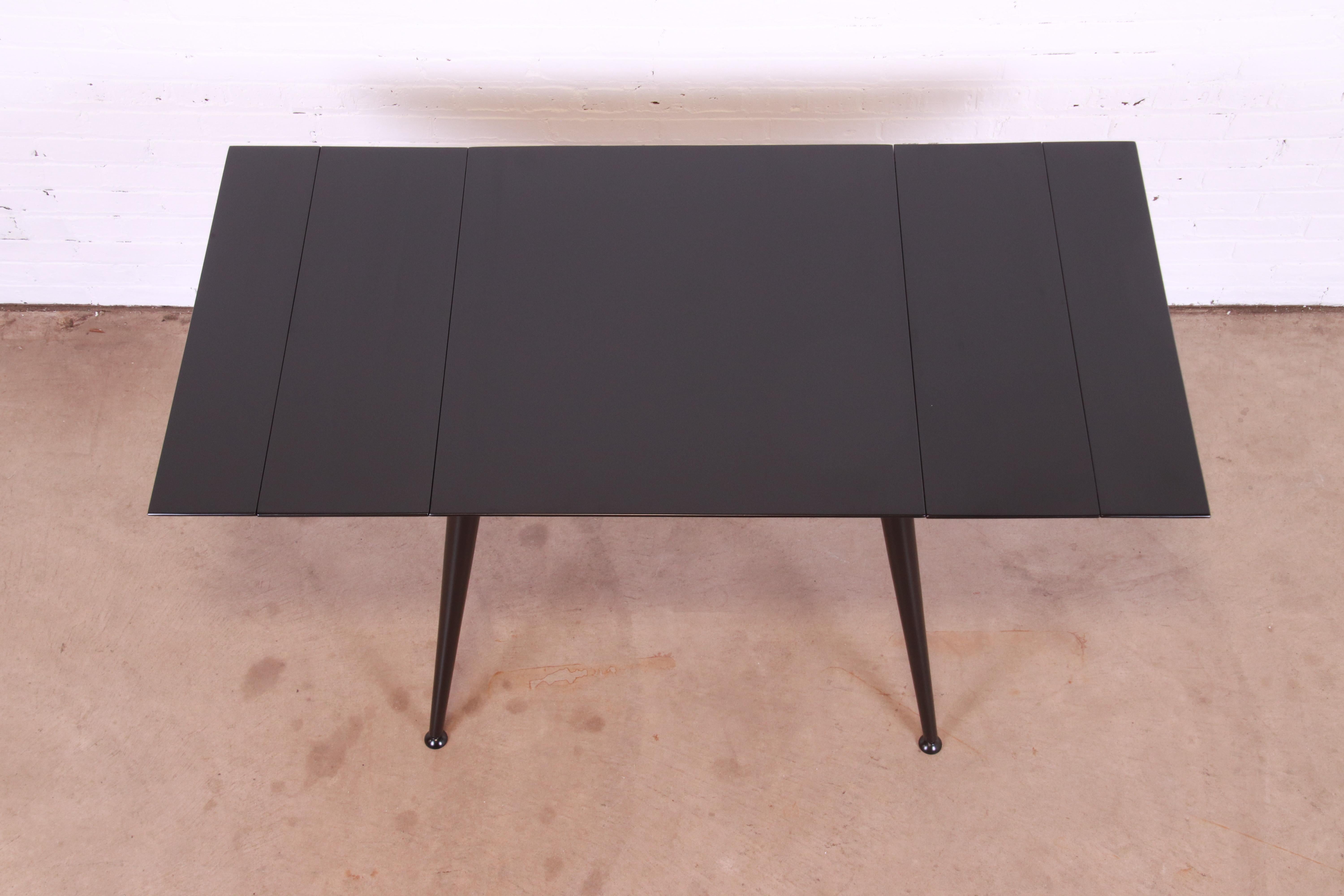 Paul McCobb Planner Group Black Lacquered Extension Dinette Table, Refinished For Sale 7