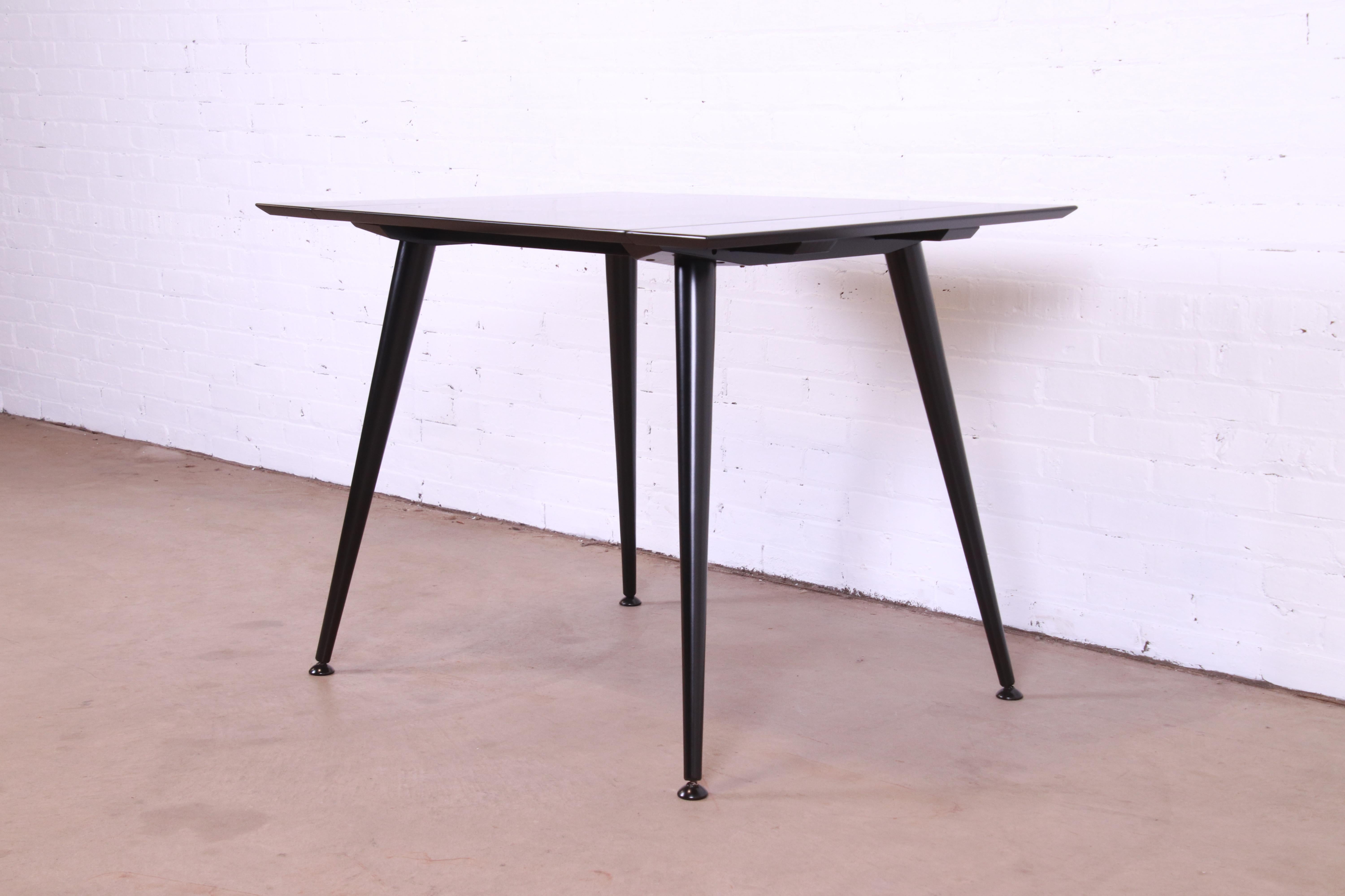 American Paul McCobb Planner Group Black Lacquered Extension Dinette Table, Refinished For Sale