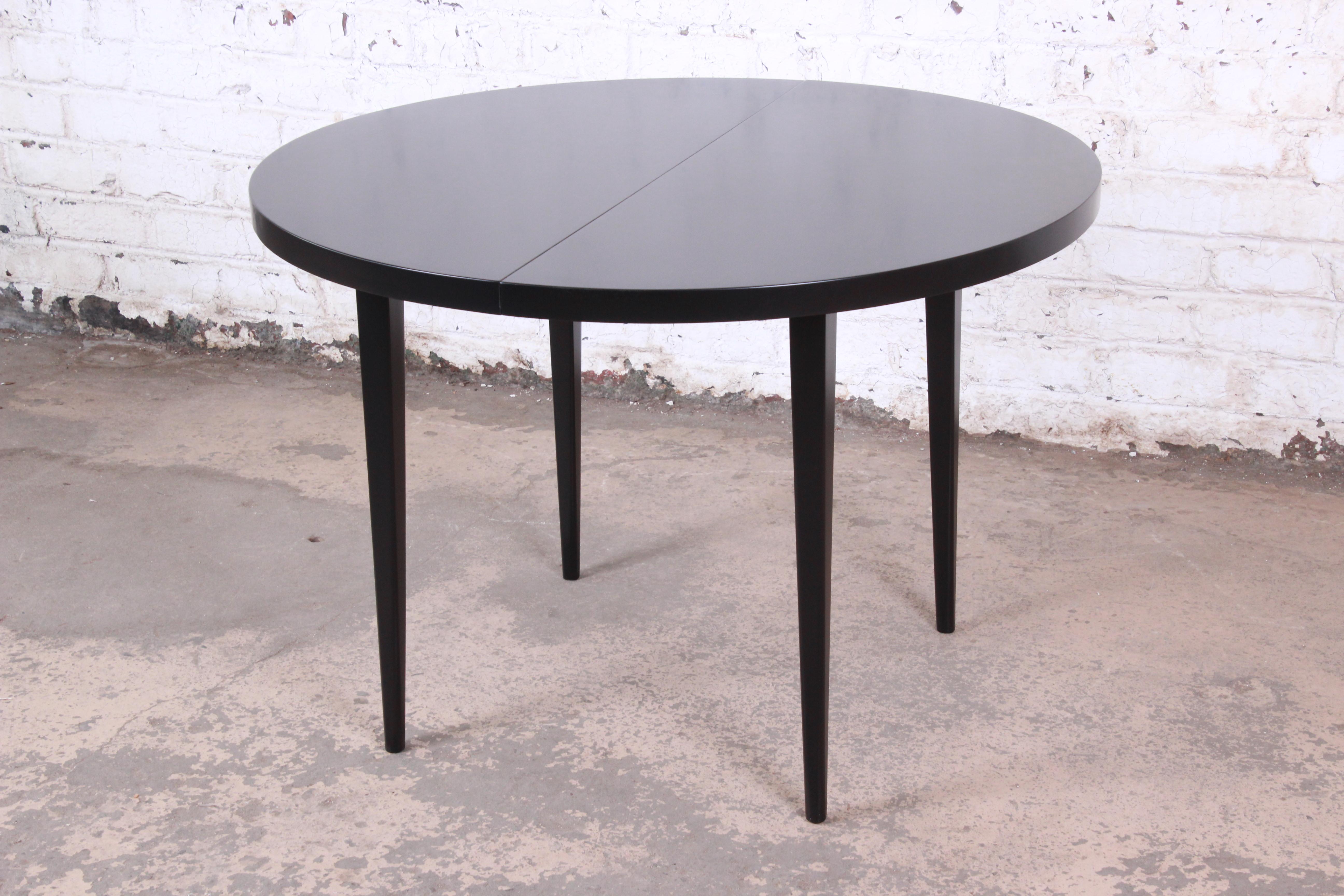 Paul McCobb Planner Group Black Lacquered Extension Dining Table, Newly Restored 3