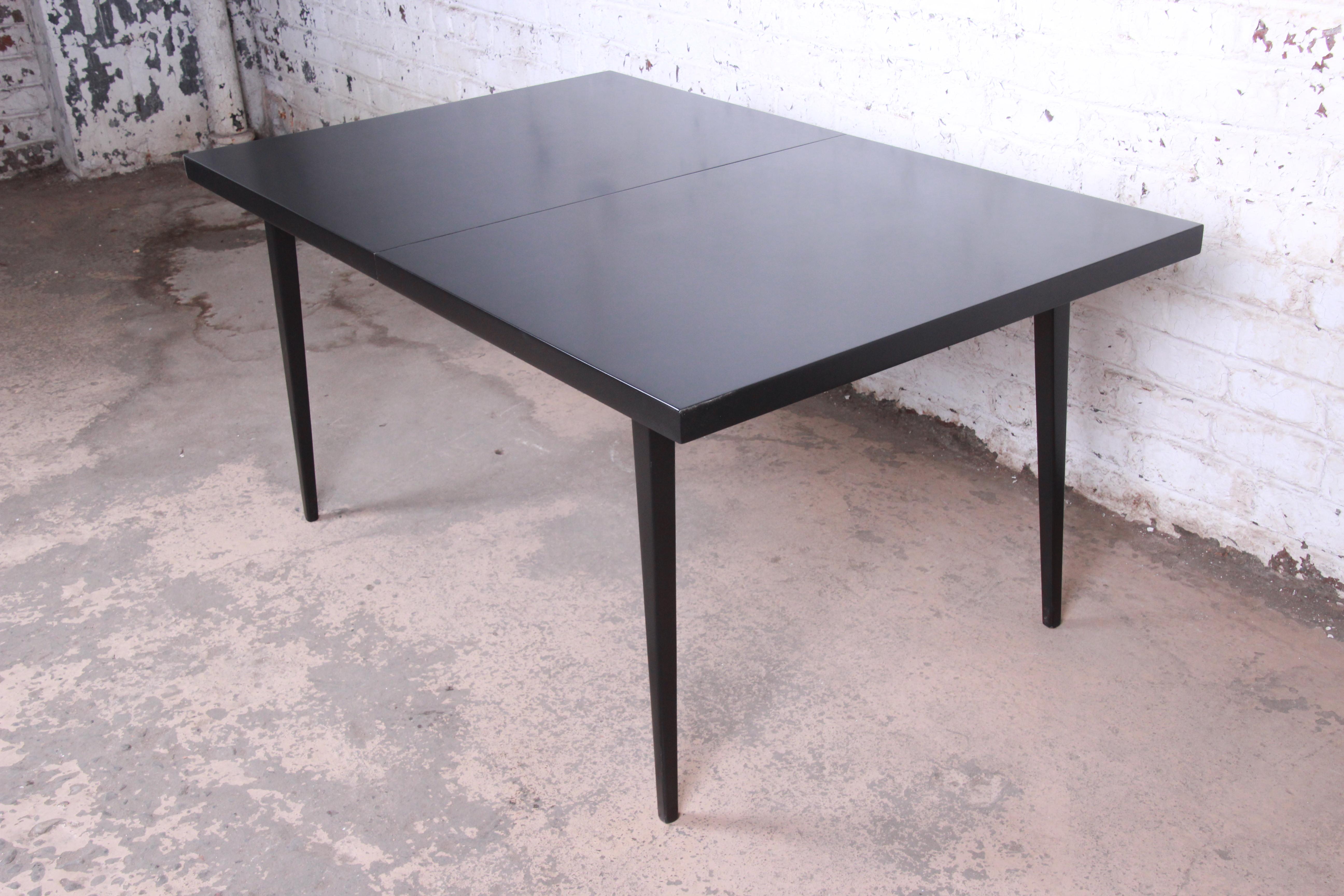 Paul McCobb Planner Group Black Lacquered Extension Dining Table, Newly Restored 3