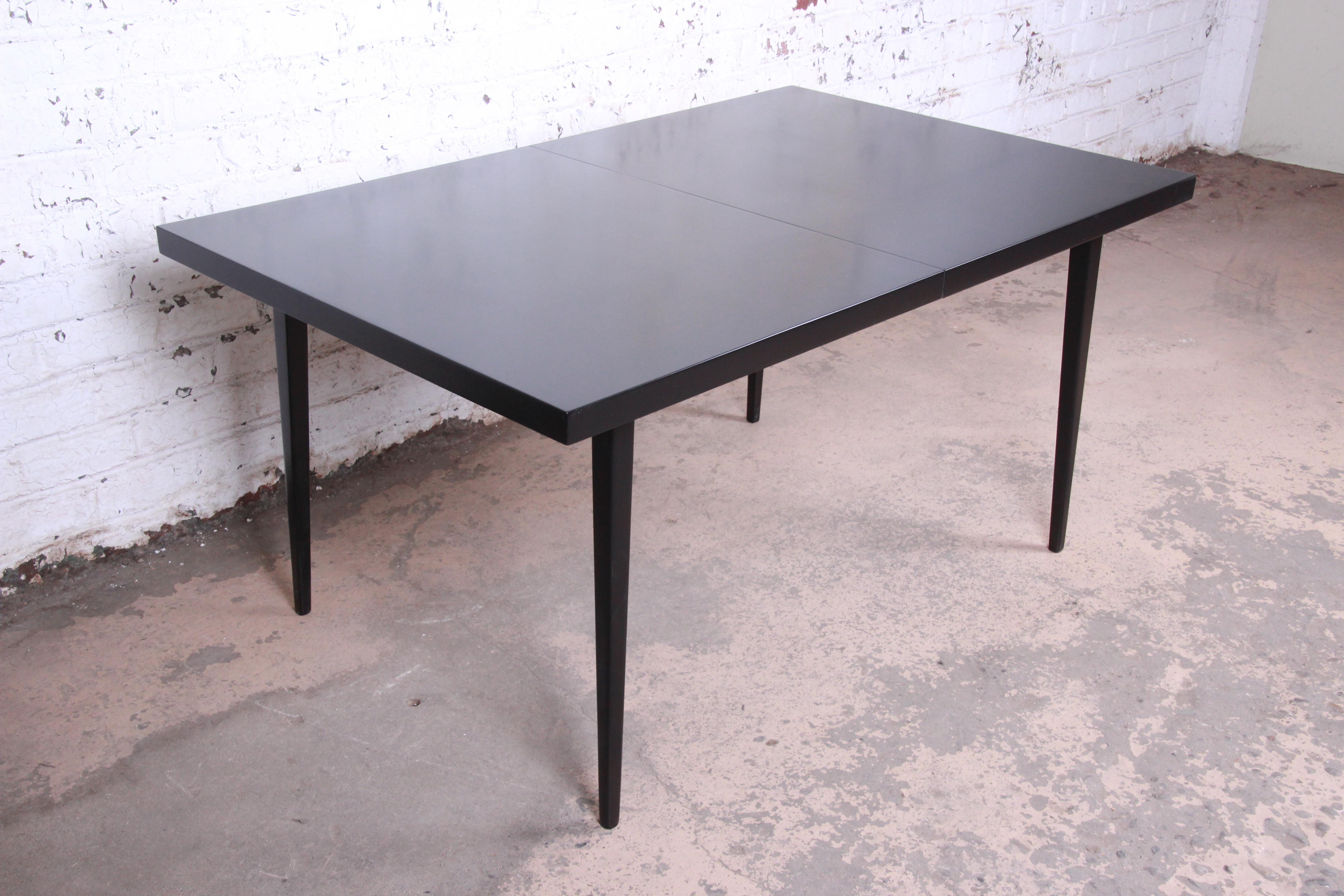 Paul McCobb Planner Group Black Lacquered Extension Dining Table, Newly Restored 5