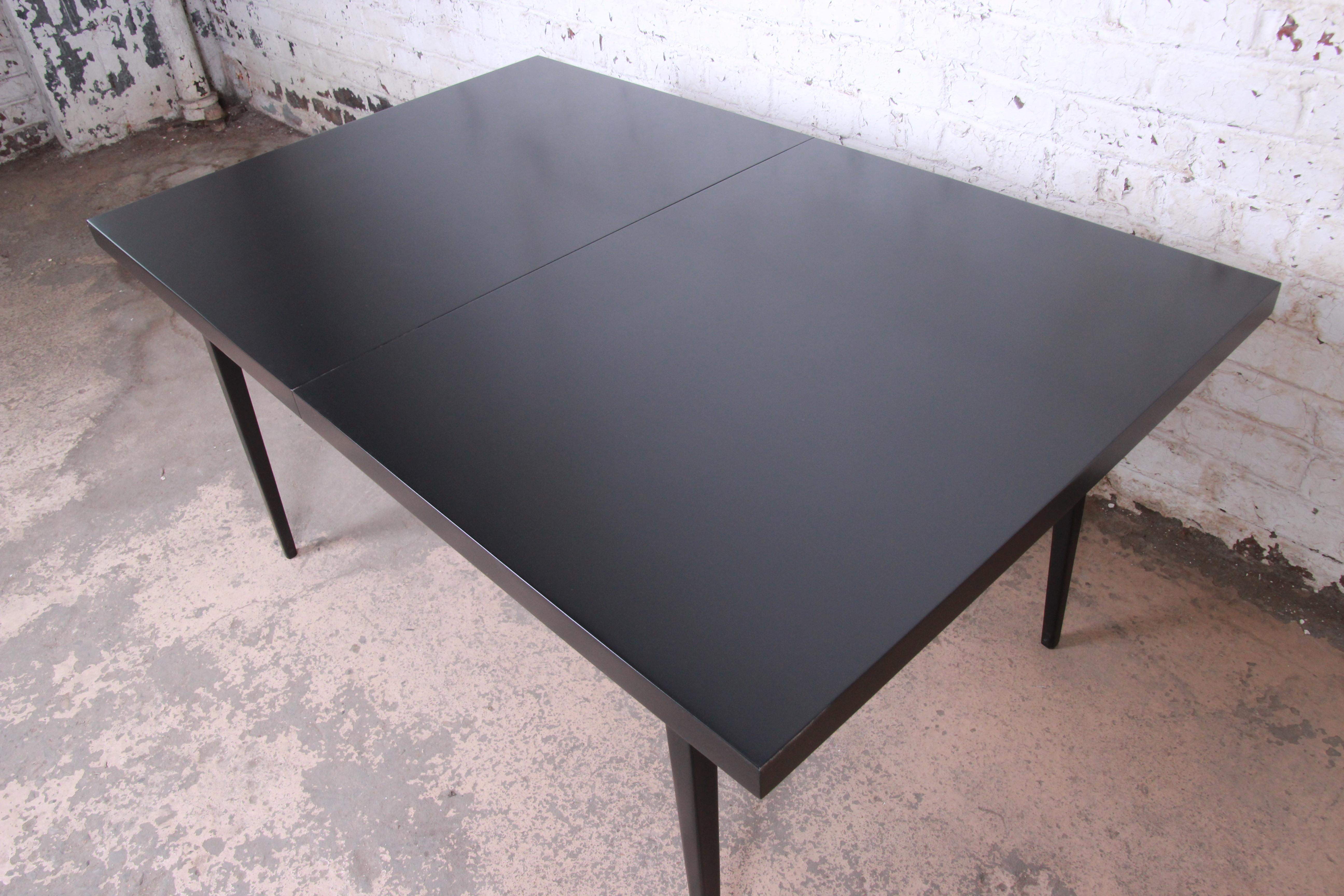 Paul McCobb Planner Group Black Lacquered Extension Dining Table, Newly Restored 6
