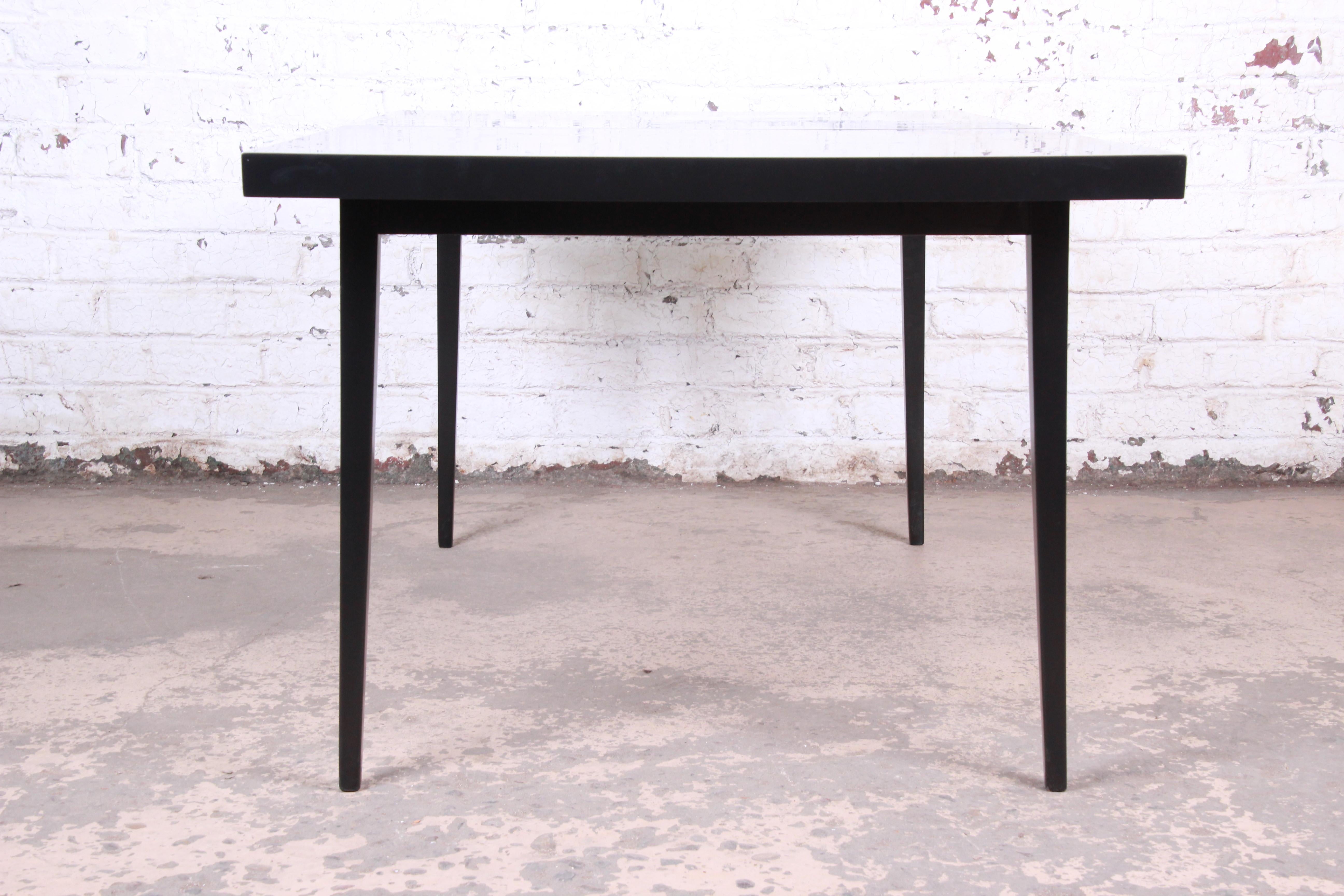 Paul McCobb Planner Group Black Lacquered Extension Dining Table, Newly Restored 7