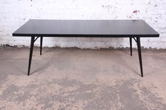Paul McCobb Planner Group Black Lacquered Extension Dining Table, Newly Restored