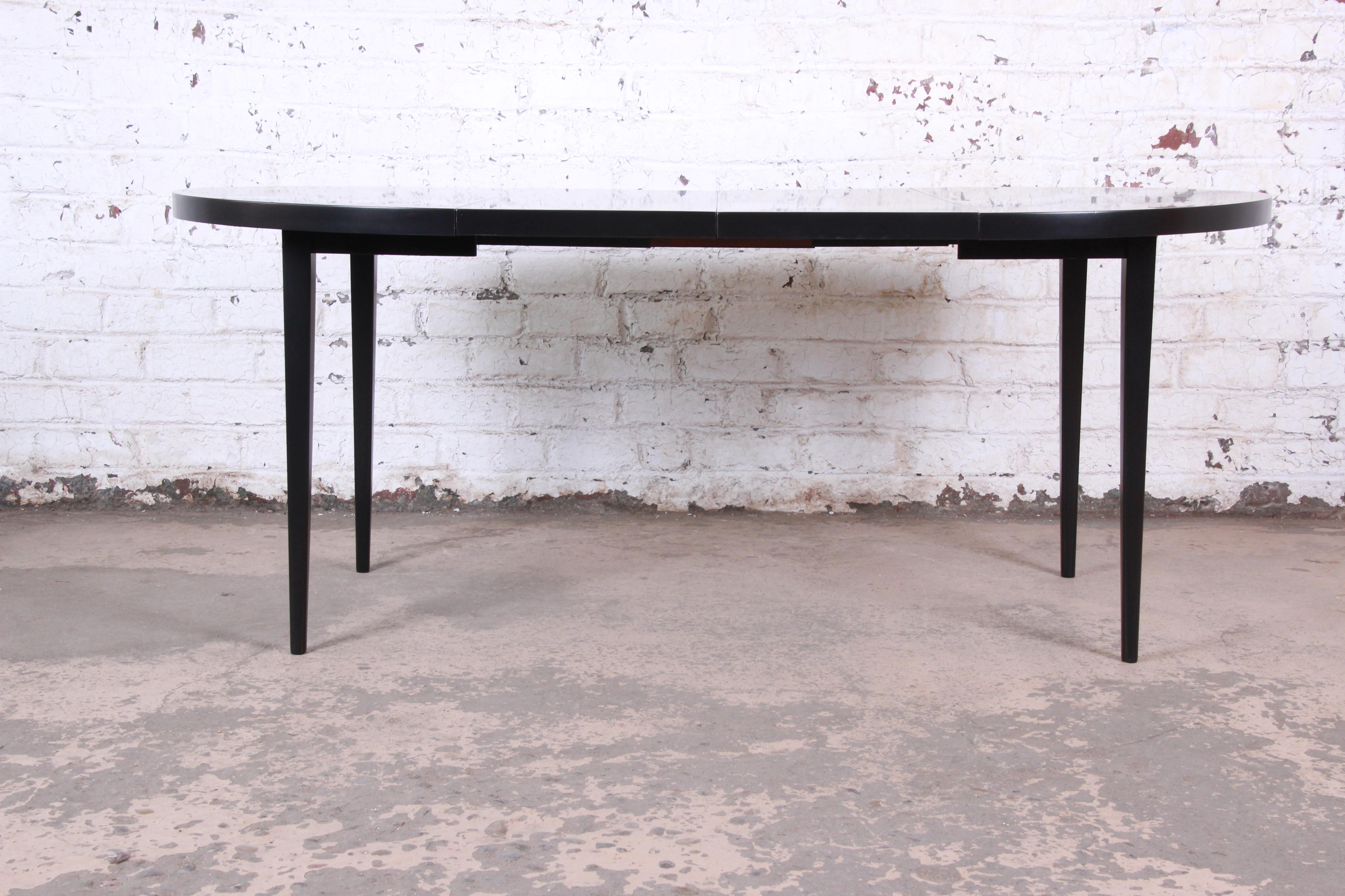 American Paul McCobb Planner Group Black Lacquered Extension Dining Table, Newly Restored