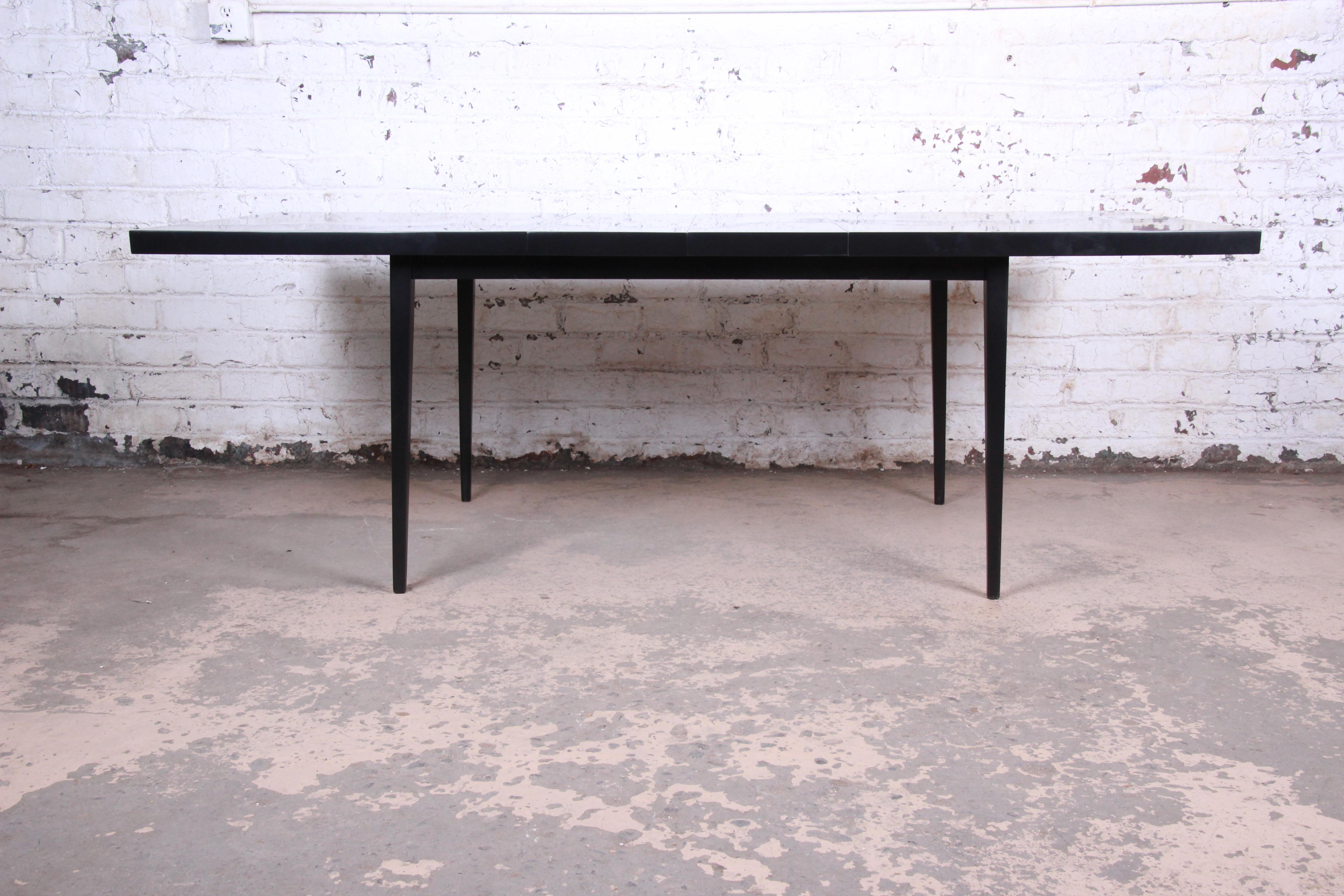 American Paul McCobb Planner Group Black Lacquered Extension Dining Table, Newly Restored