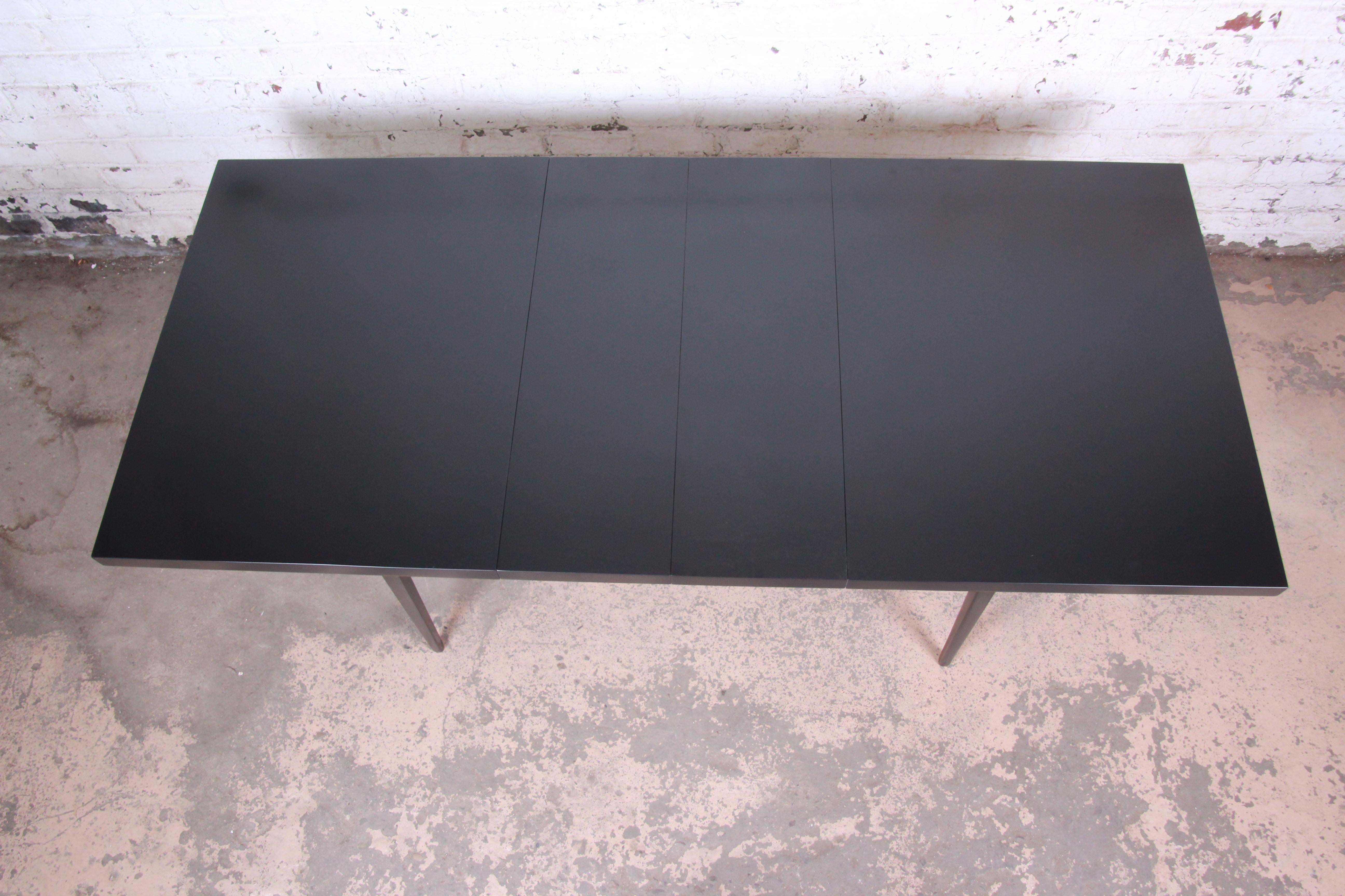 Mid-20th Century Paul McCobb Planner Group Black Lacquered Extension Dining Table, Newly Restored