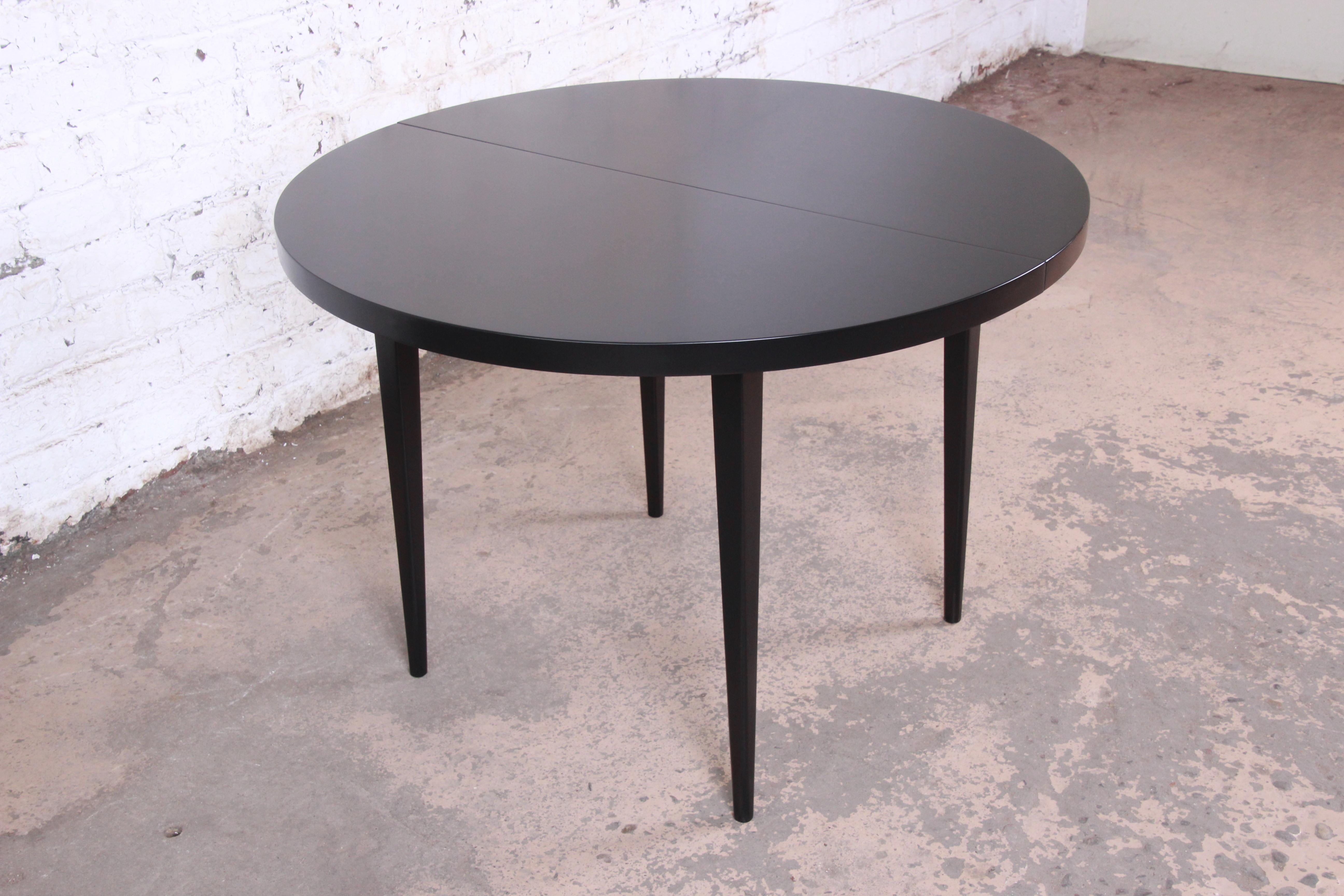Paul McCobb Planner Group Black Lacquered Extension Dining Table, Newly Restored 1