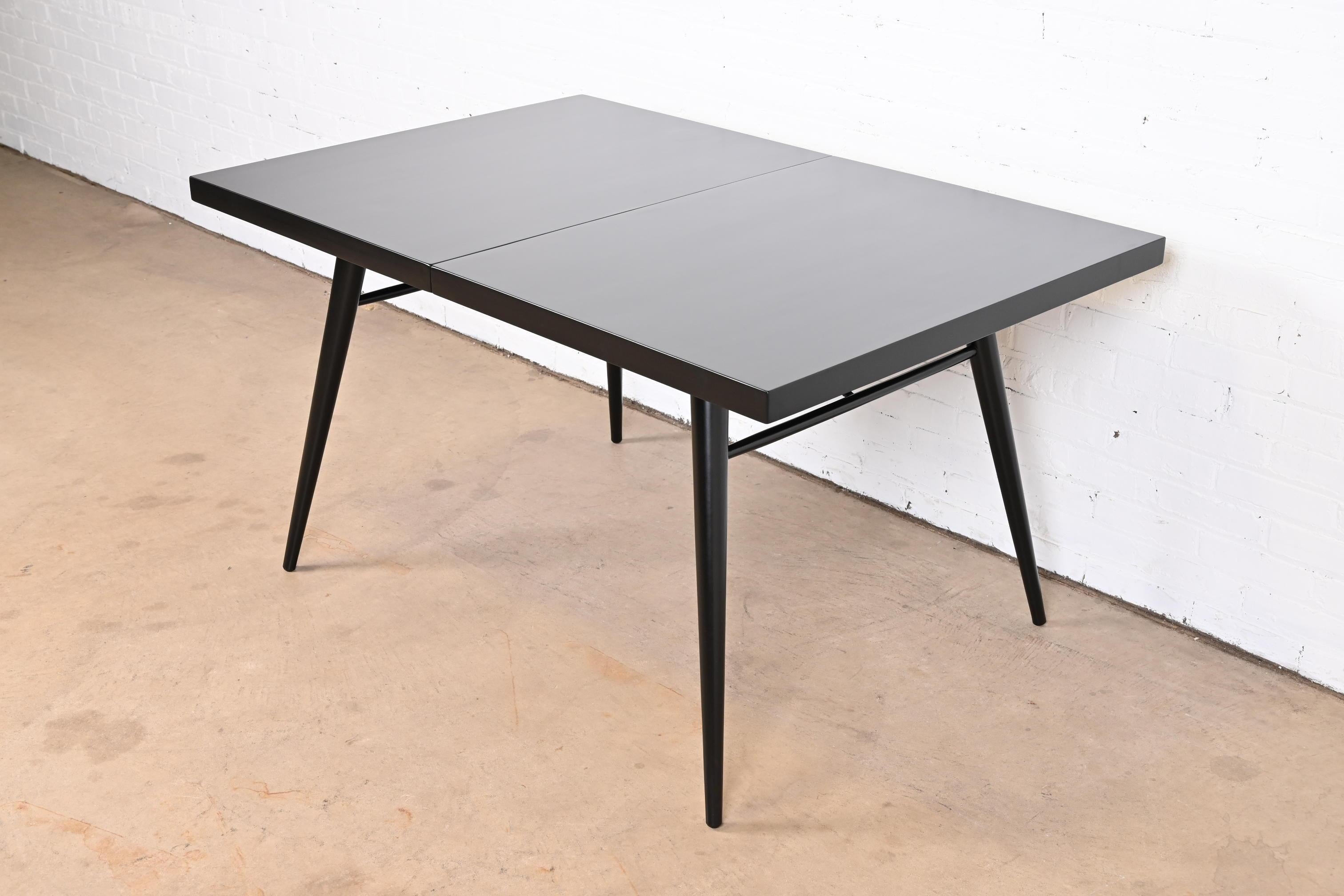 Paul McCobb Planner Group Black Lacquered Extension Dining Table, Refinished For Sale 3