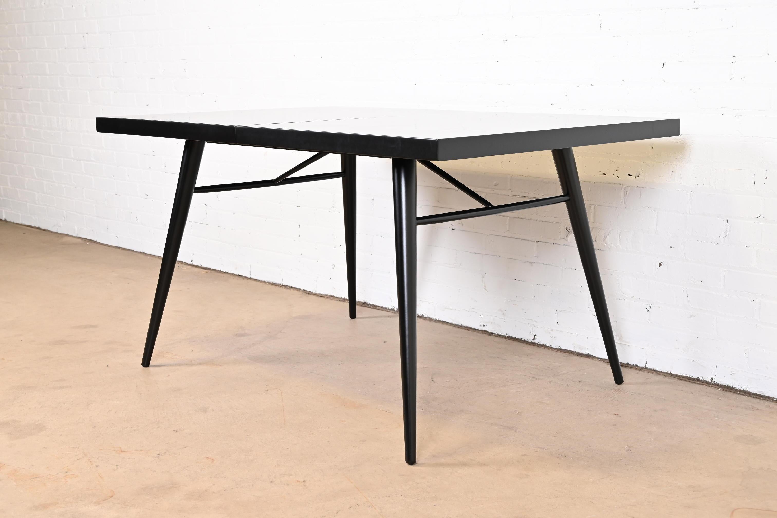 Paul McCobb Planner Group Black Lacquered Extension Dining Table, Refinished For Sale 4