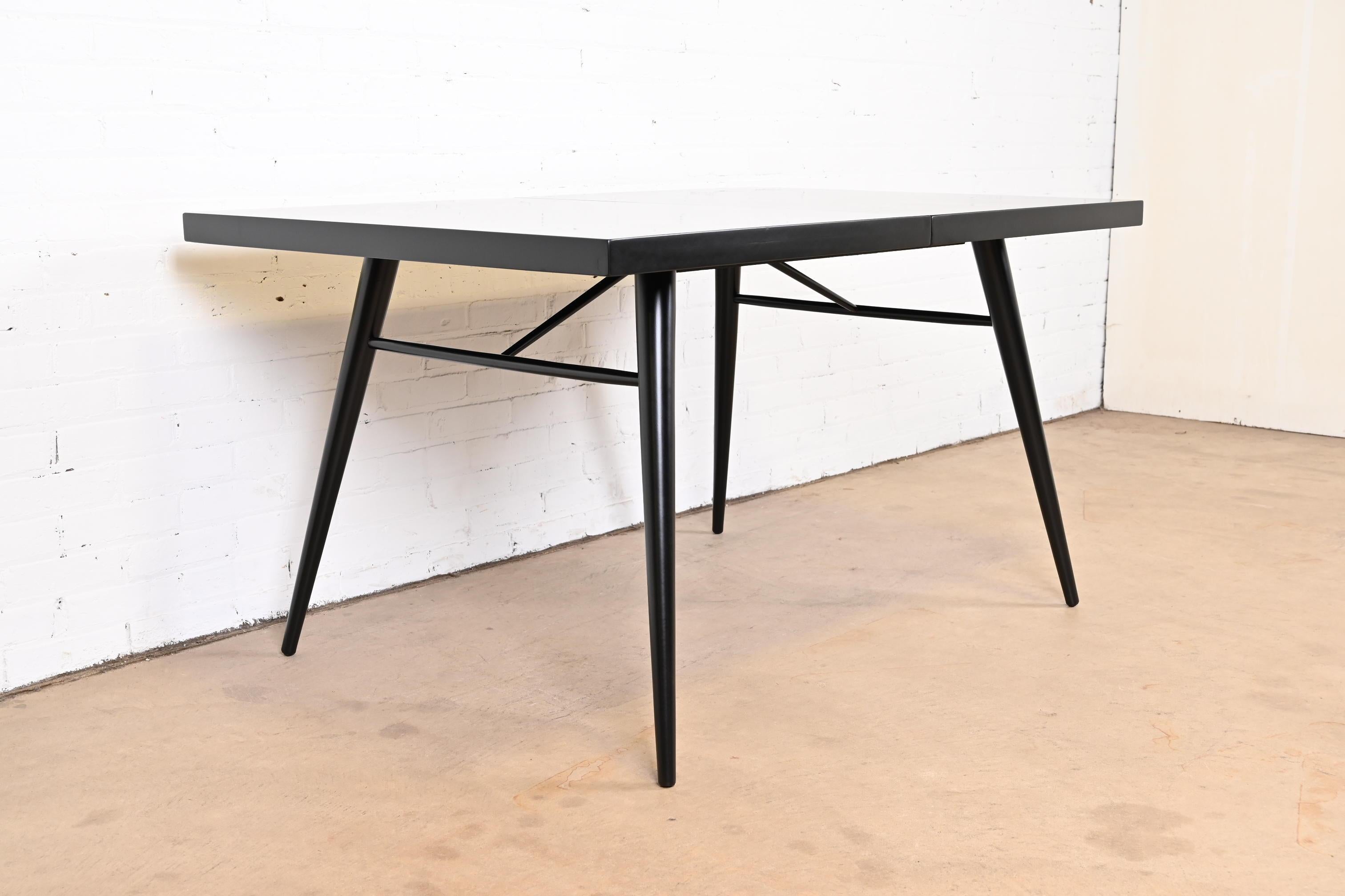 Paul McCobb Planner Group Black Lacquered Extension Dining Table, Refinished For Sale 6