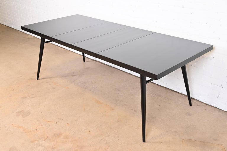Mid-Century Modern Paul McCobb Planner Group Black Lacquered Extension Dining Table, Refinished For Sale