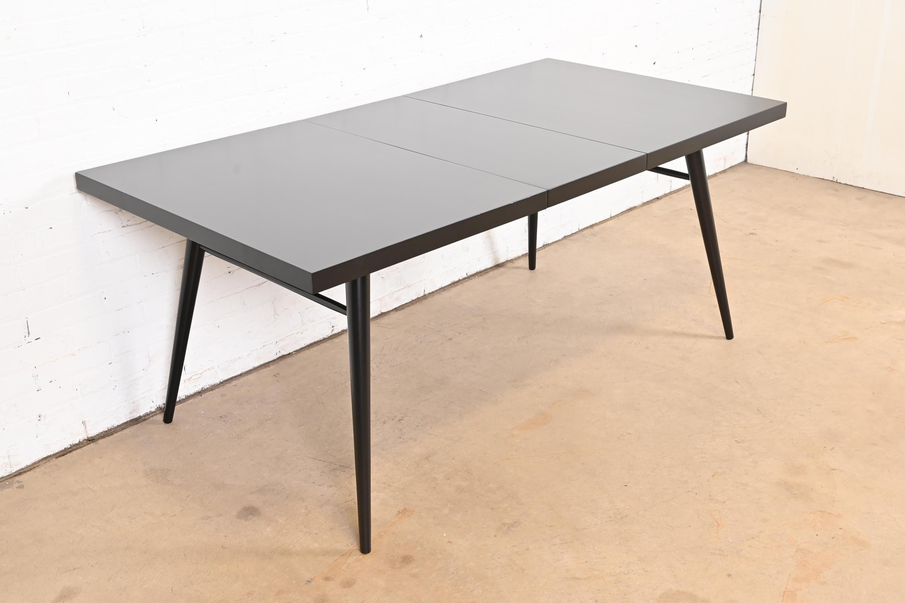 Mid-Century Modern Paul McCobb Planner Group Black Lacquered Extension Dining Table, Refinished For Sale