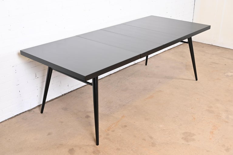 American Paul McCobb Planner Group Black Lacquered Extension Dining Table, Refinished For Sale