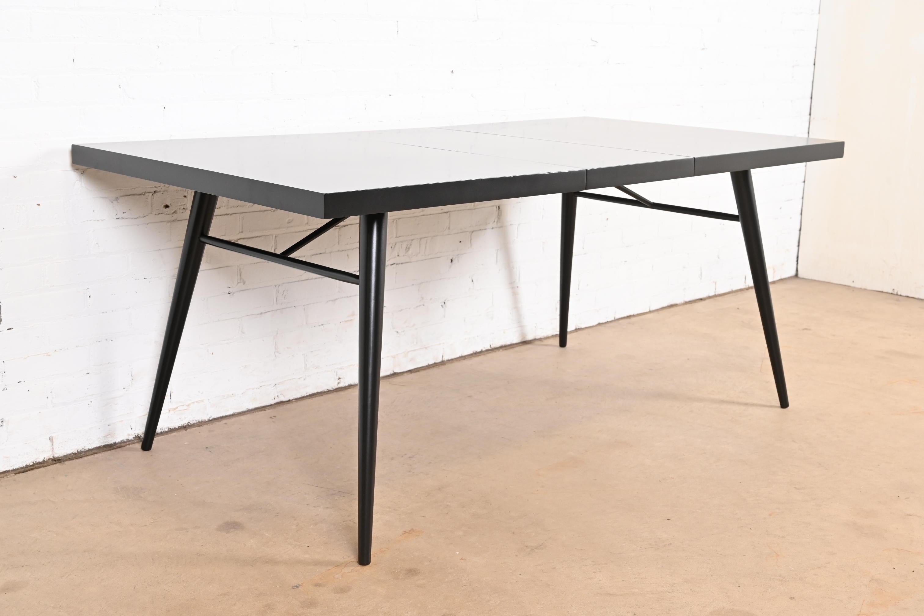 American Paul McCobb Planner Group Black Lacquered Extension Dining Table, Refinished For Sale