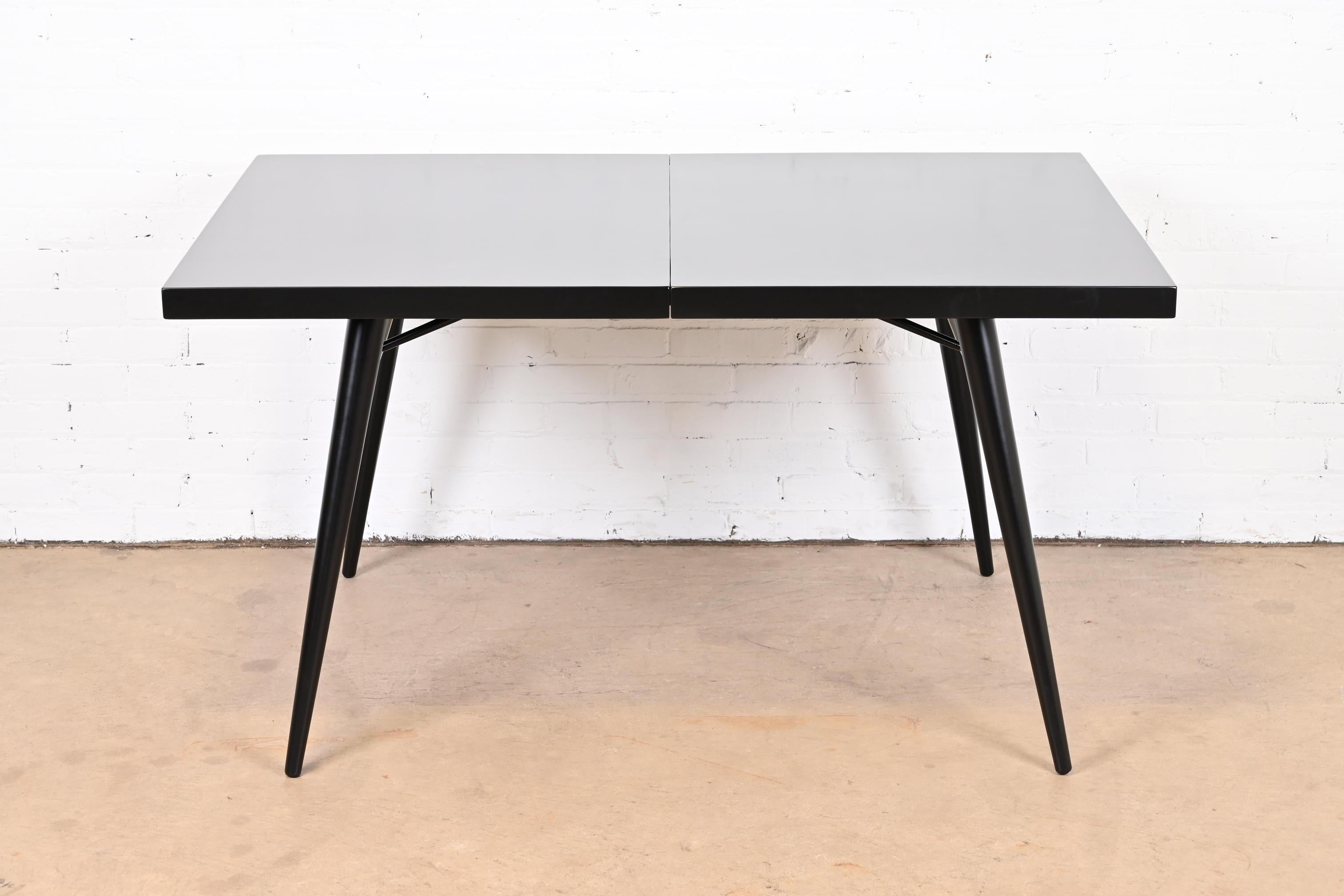 Paul McCobb Planner Group Black Lacquered Extension Dining Table, Refinished For Sale 1