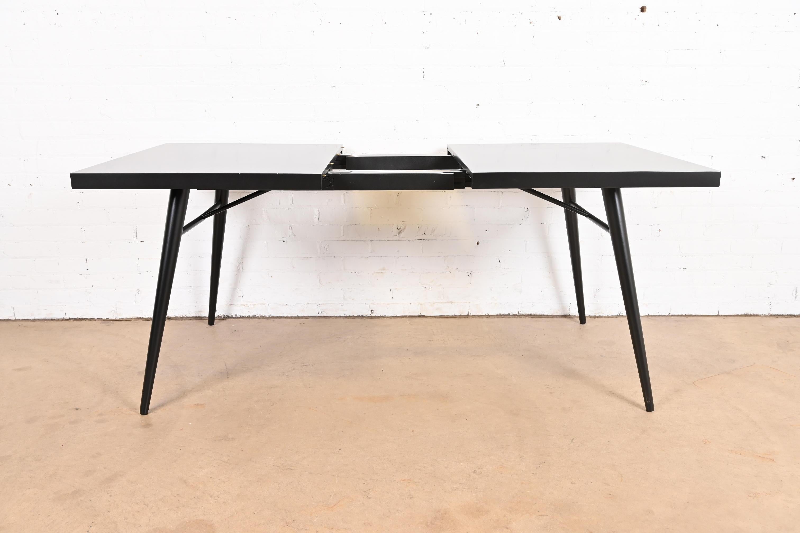 Paul McCobb Planner Group Black Lacquered Extension Dining Table, Refinished For Sale 1