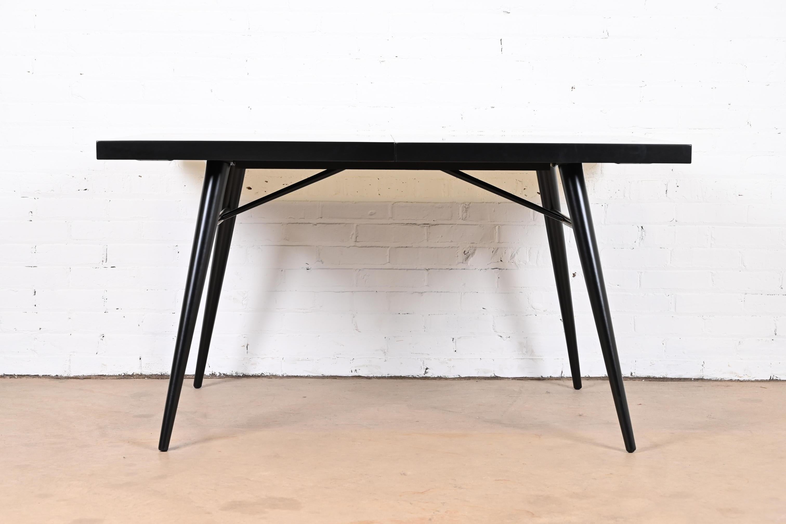 Paul McCobb Planner Group Black Lacquered Extension Dining Table, Refinished For Sale 2