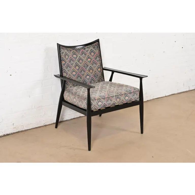 Paul McCobb Planner Group Black Lacquered Lounge Chair, 1950s In Good Condition For Sale In South Bend, IN