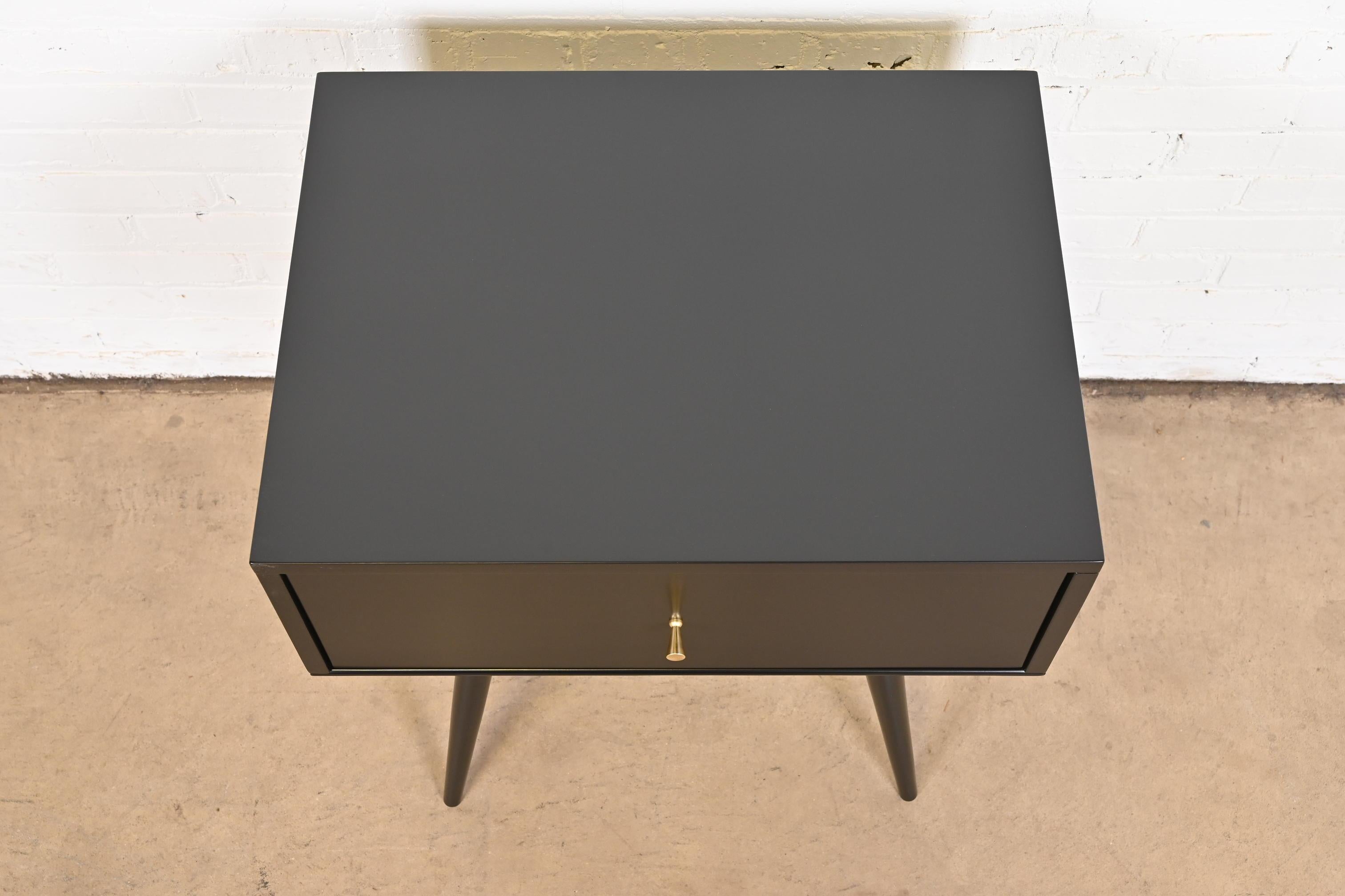 Paul McCobb Planner Group Black Lacquered Nightstand, Newly Refinished 5
